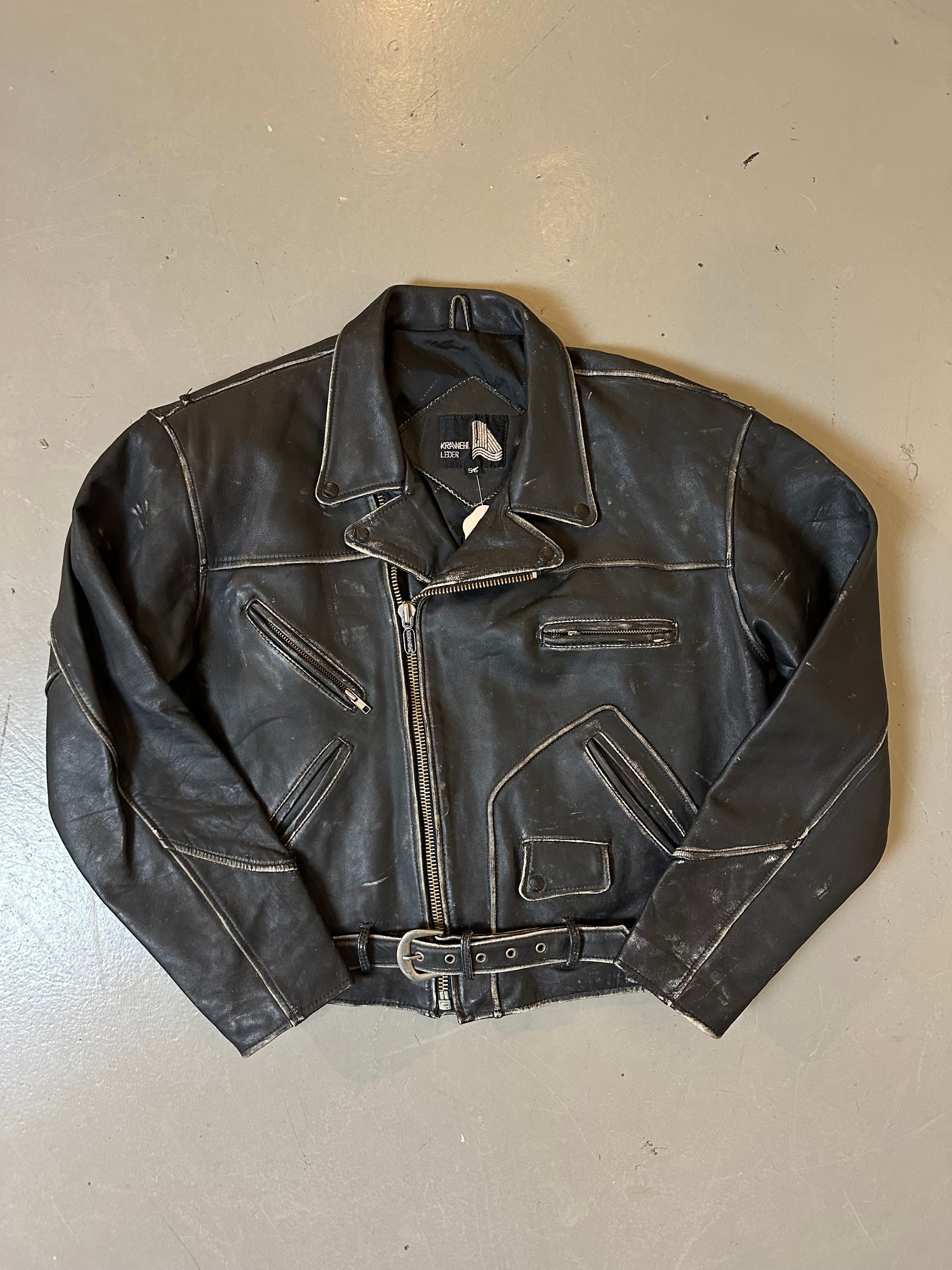 Vintage Black Biker Leather Jacket M/L