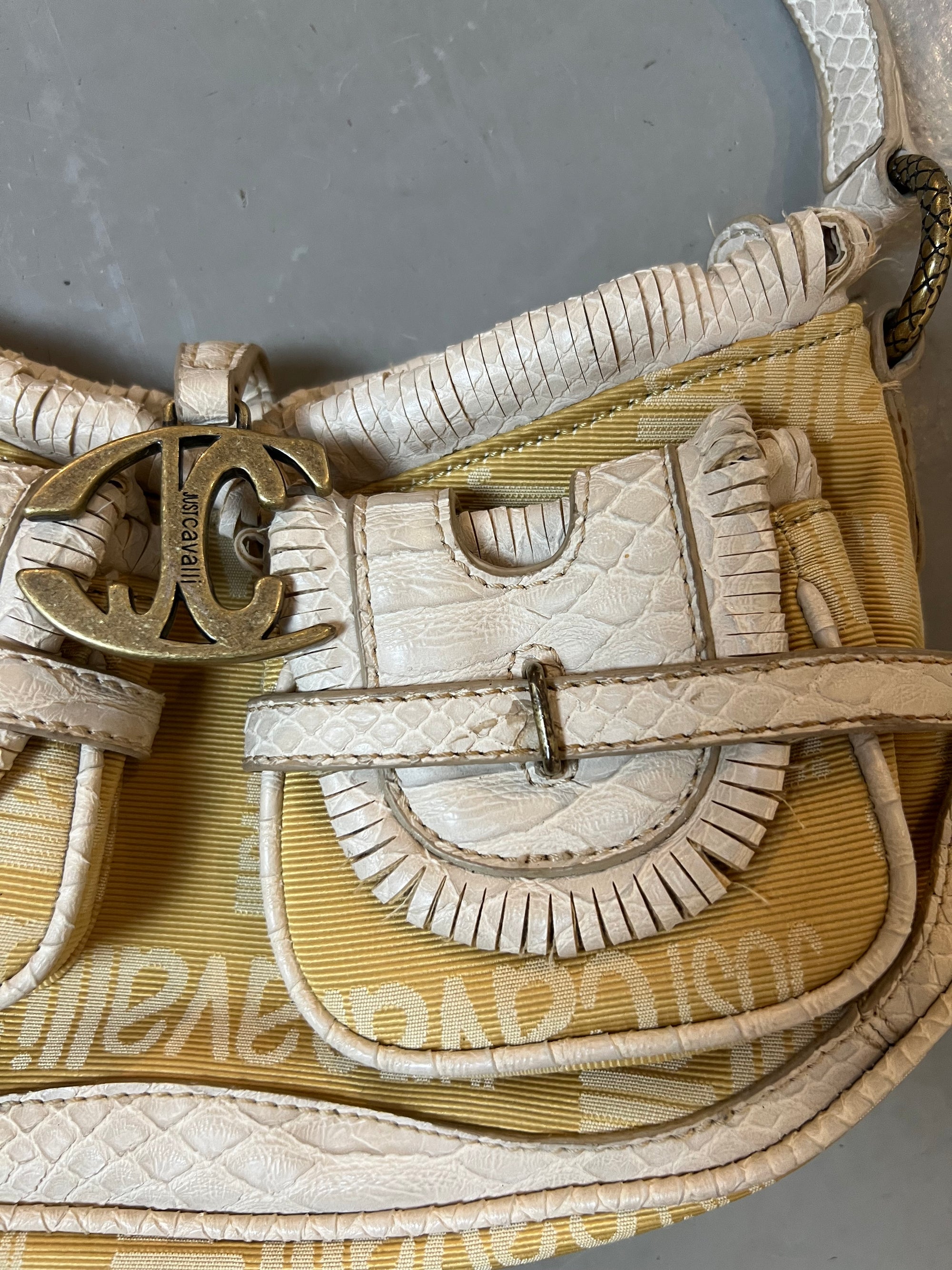 Vintage Just Cavalli White/Gold Shoulder Bag