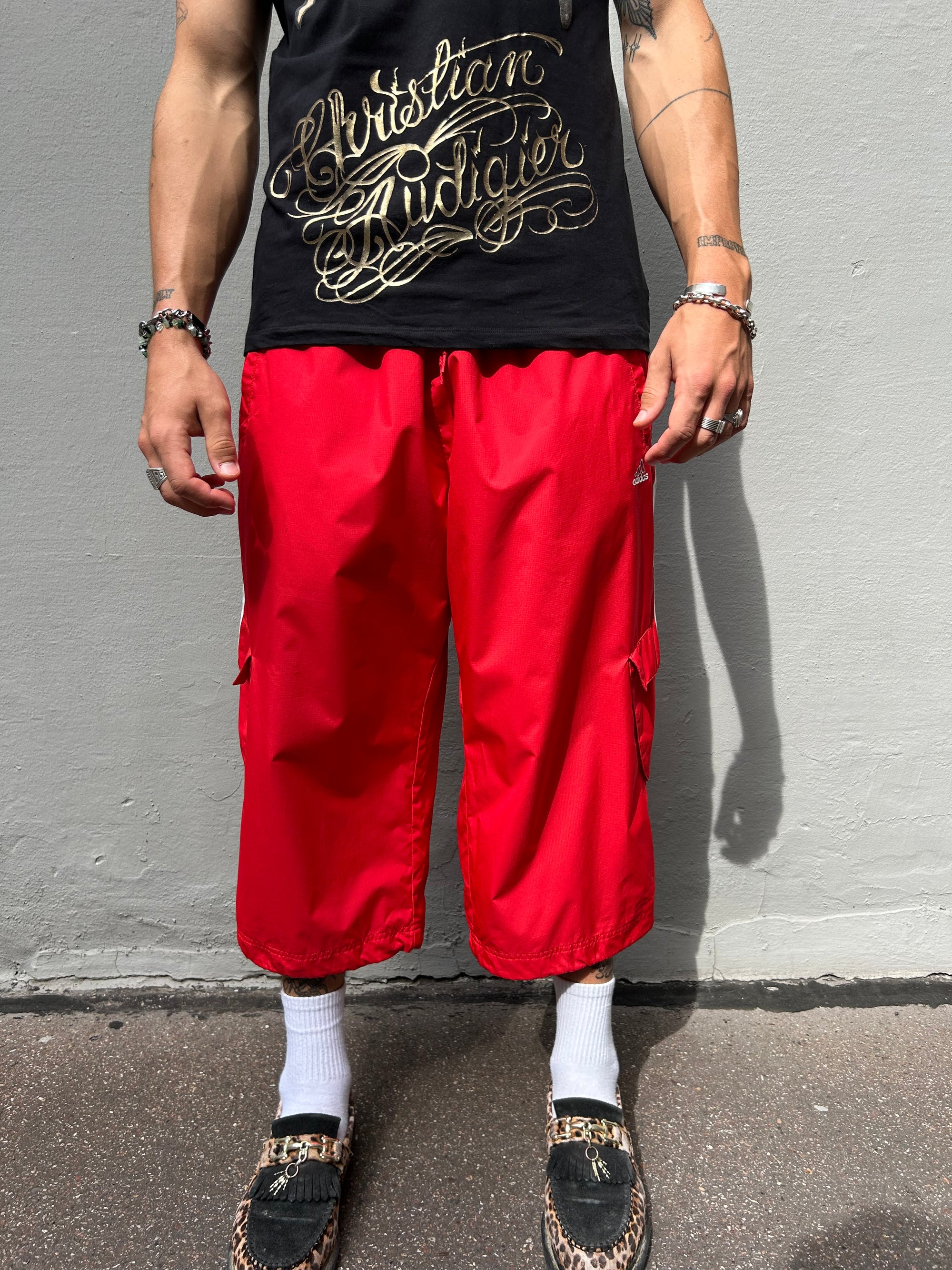 Vintage Adidas Red Track Pants Shorts M-XL