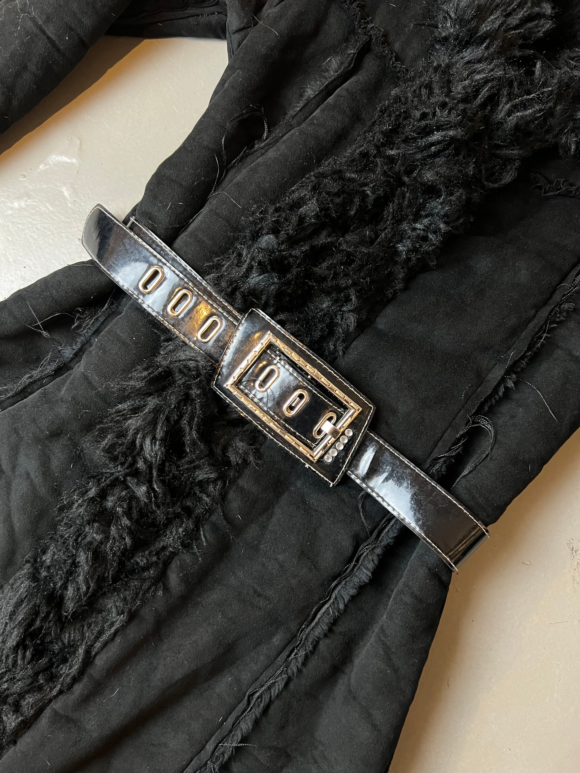 Vintage Black Faux Fur Coat M