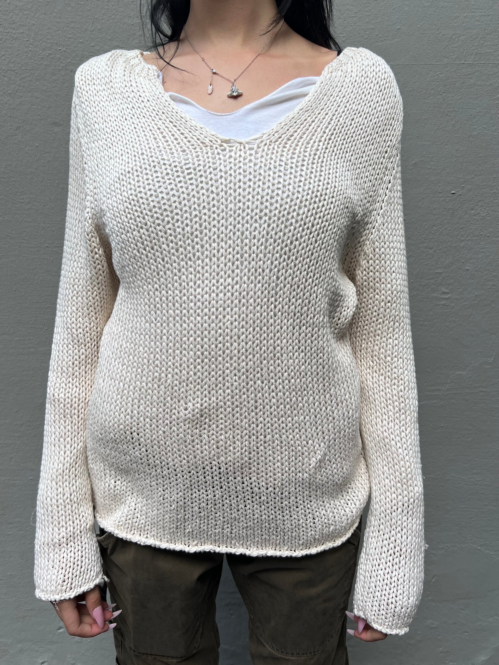 Vintage Moncler Cream Knit Sweater M