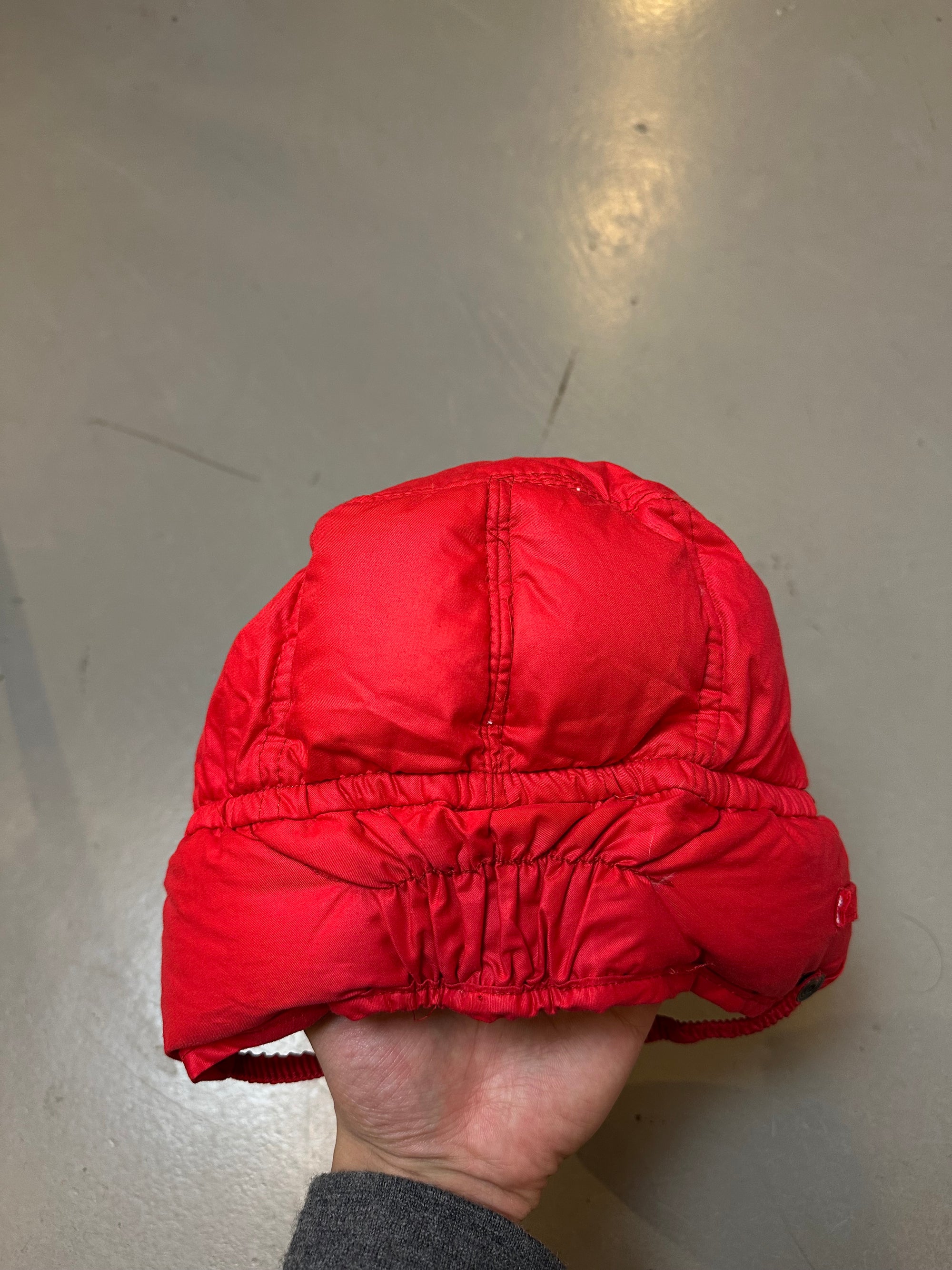 Vintage Red Puffer Ushanka Cap