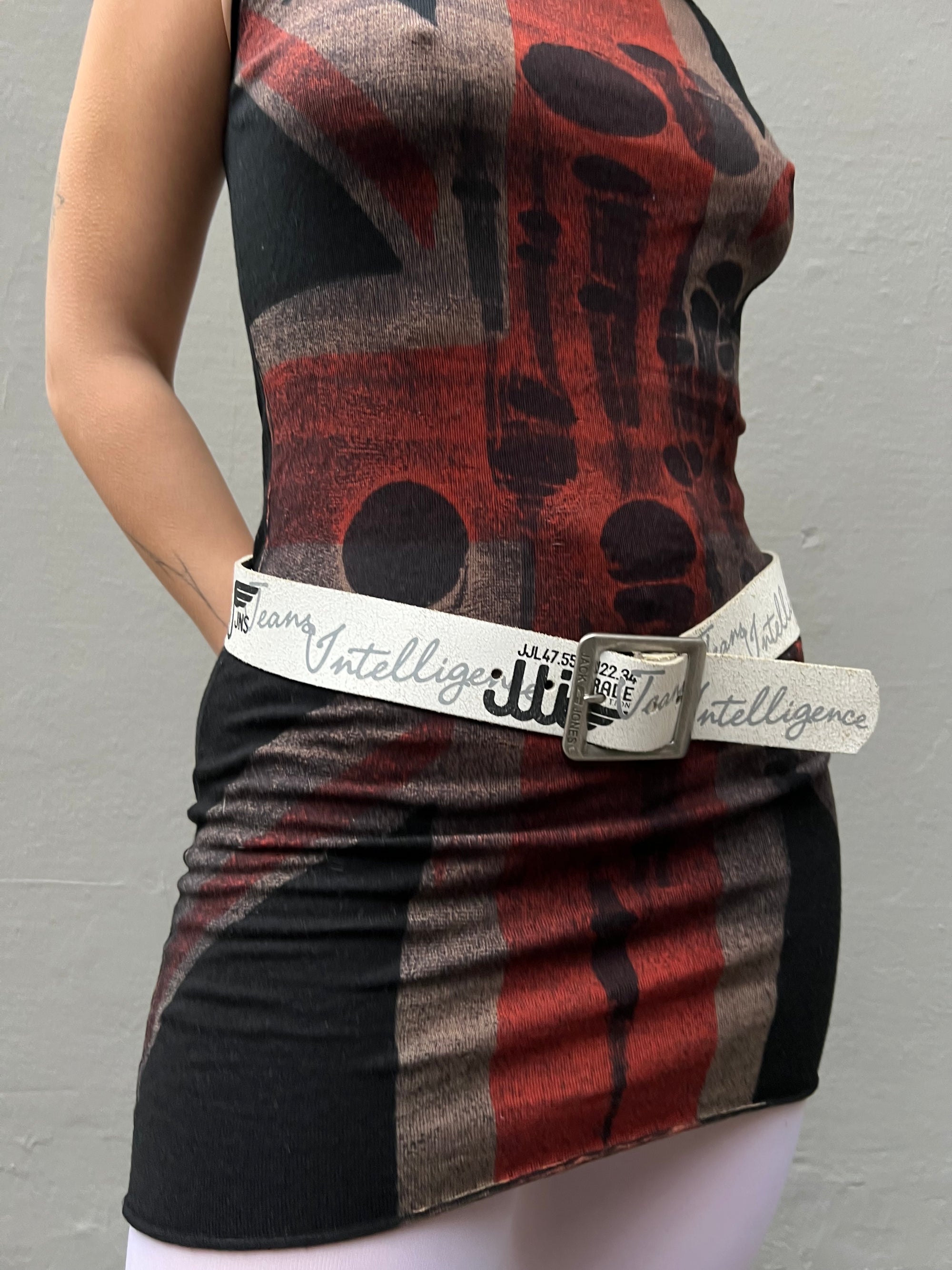 Vintage Black & White Printed Belt