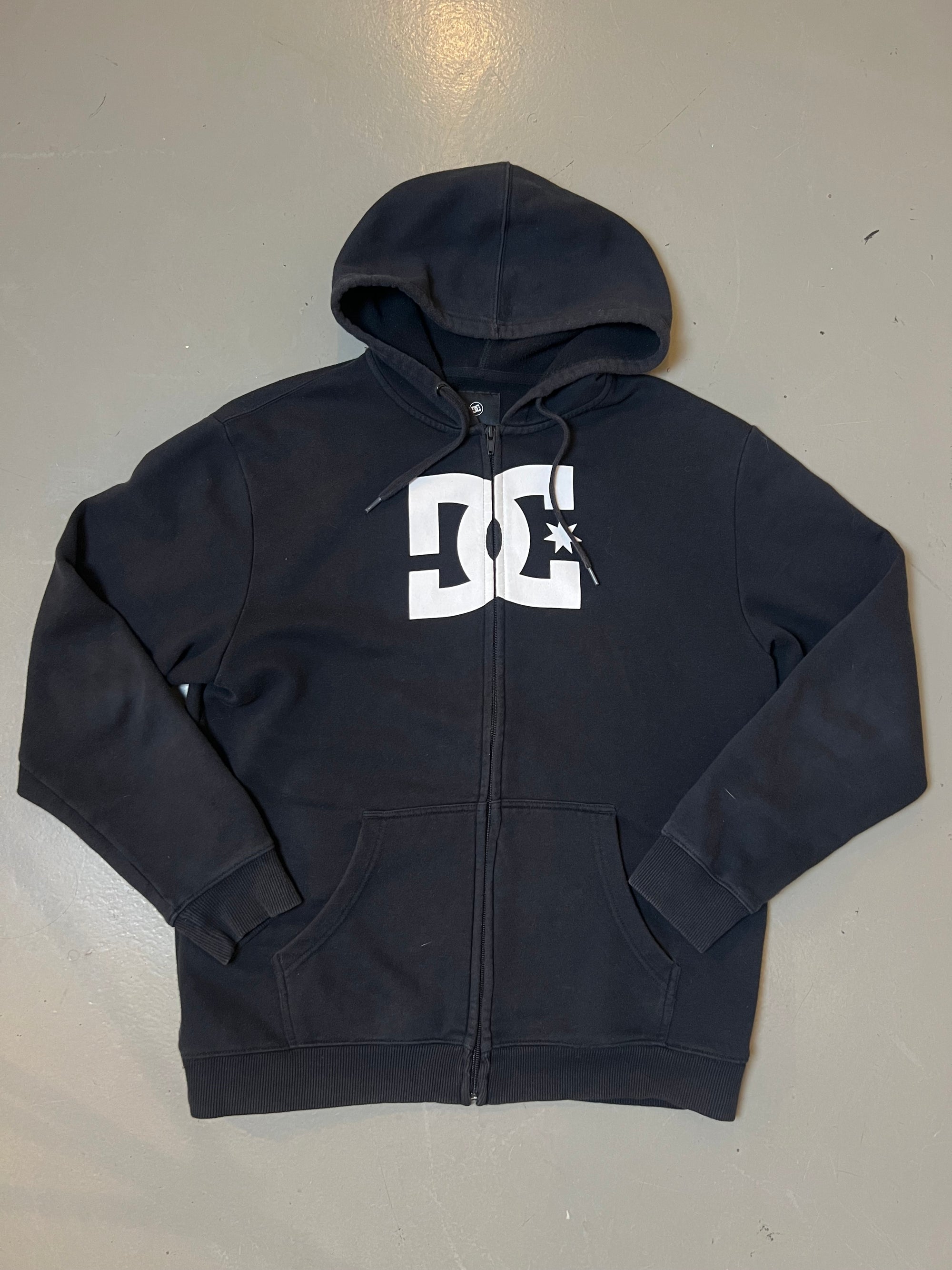 Vintage DC Black Oversized Zip Hoodie L/XL