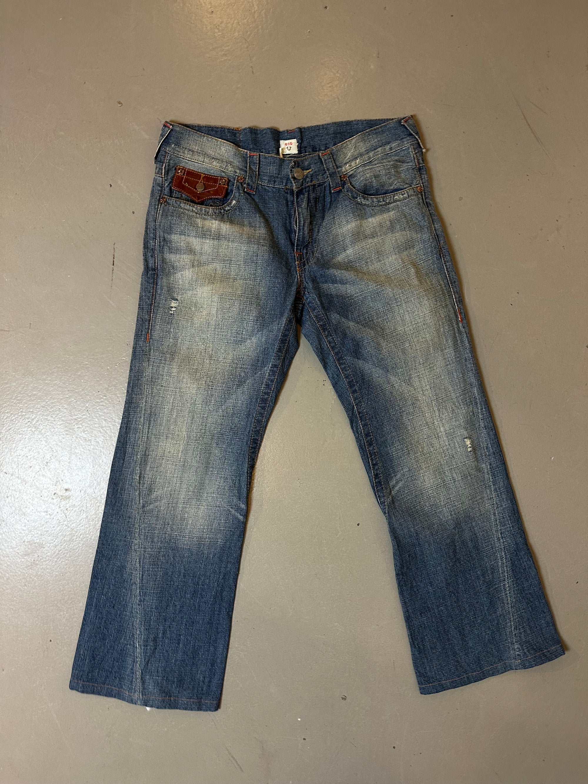 Vintage True Religion Leather Pockets Denim L