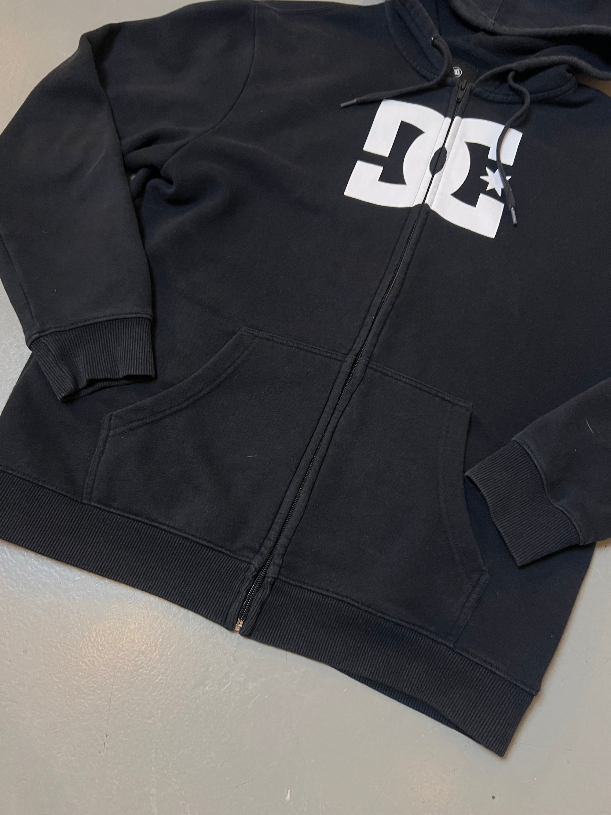 Vintage DC Black Oversized Zip Hoodie L/XL