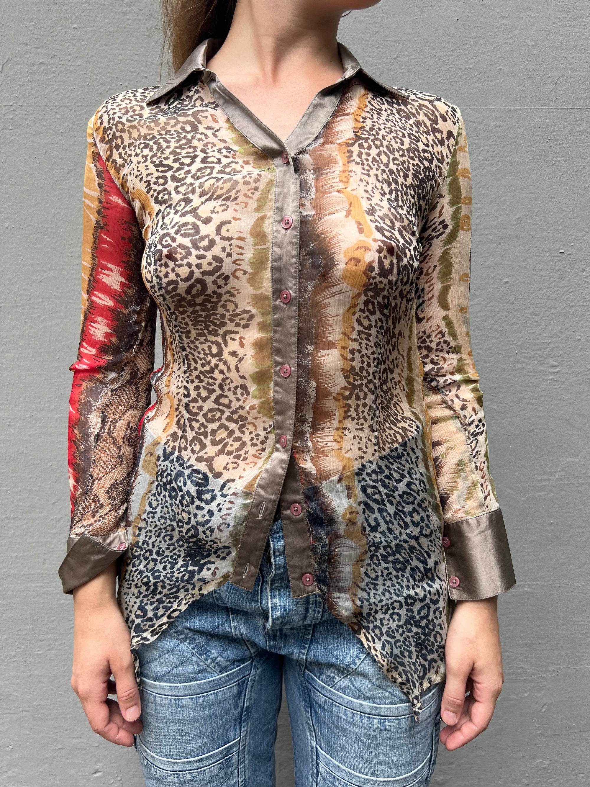 Vintage Passport Leopard Print Blouse S/M