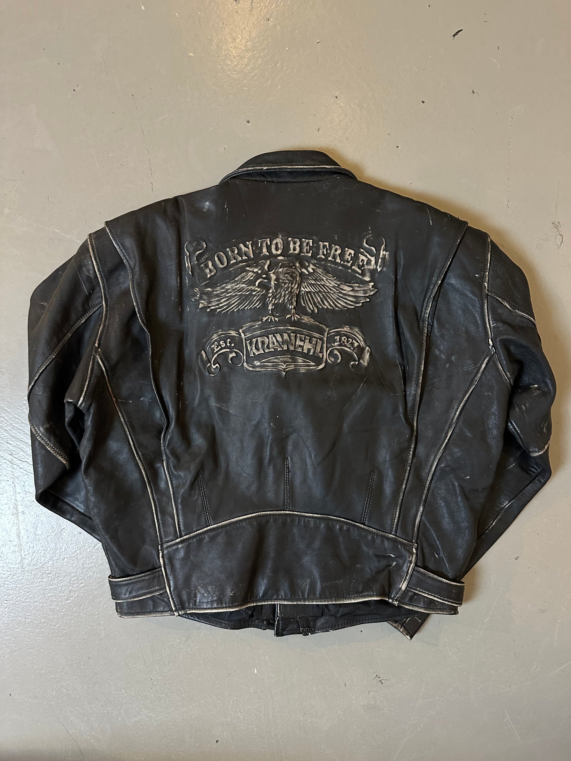 Vintage Black Biker Leather Jacket M/L