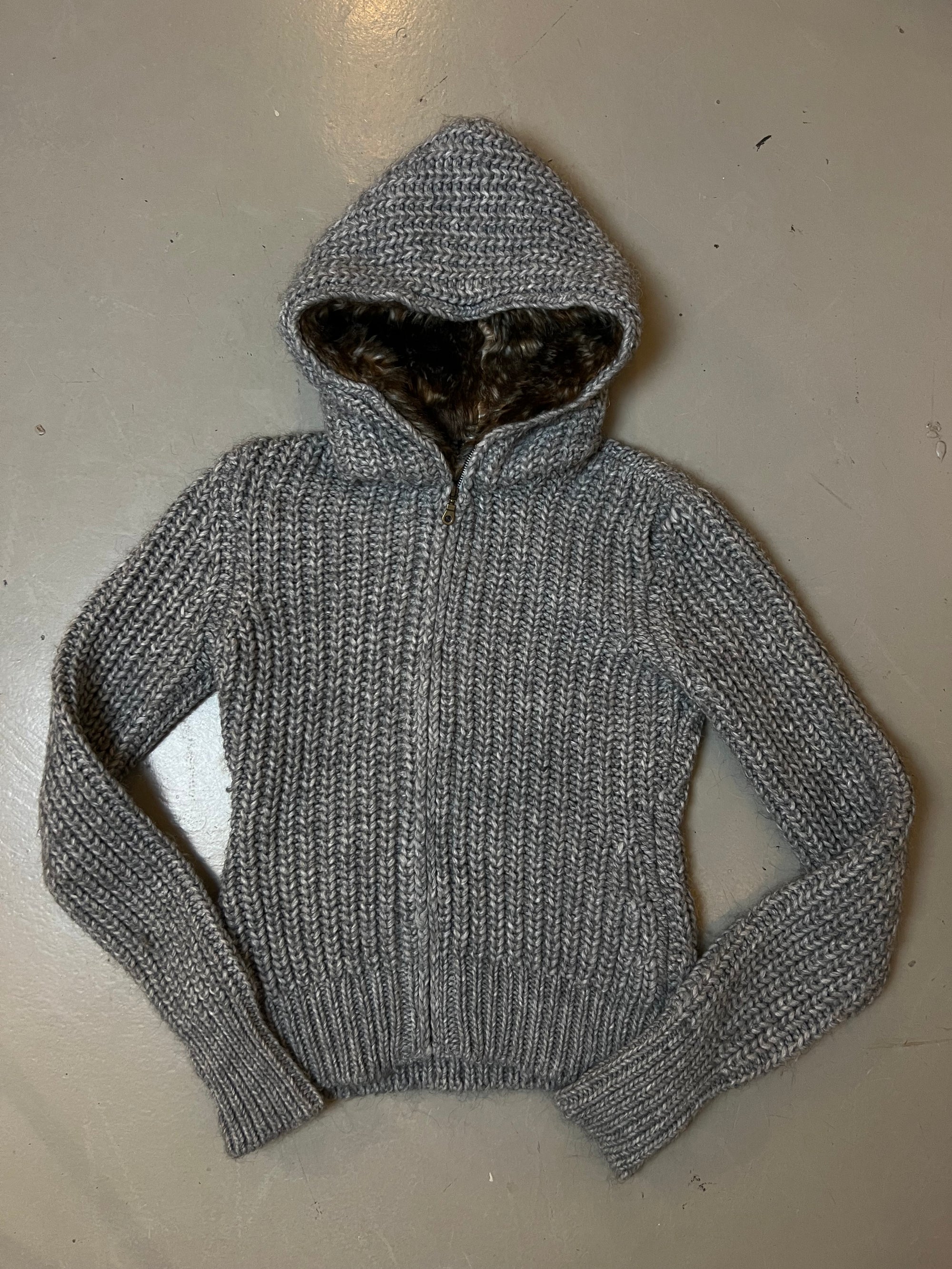 Vintage Miss Sixty Grey Knit Zip S/M