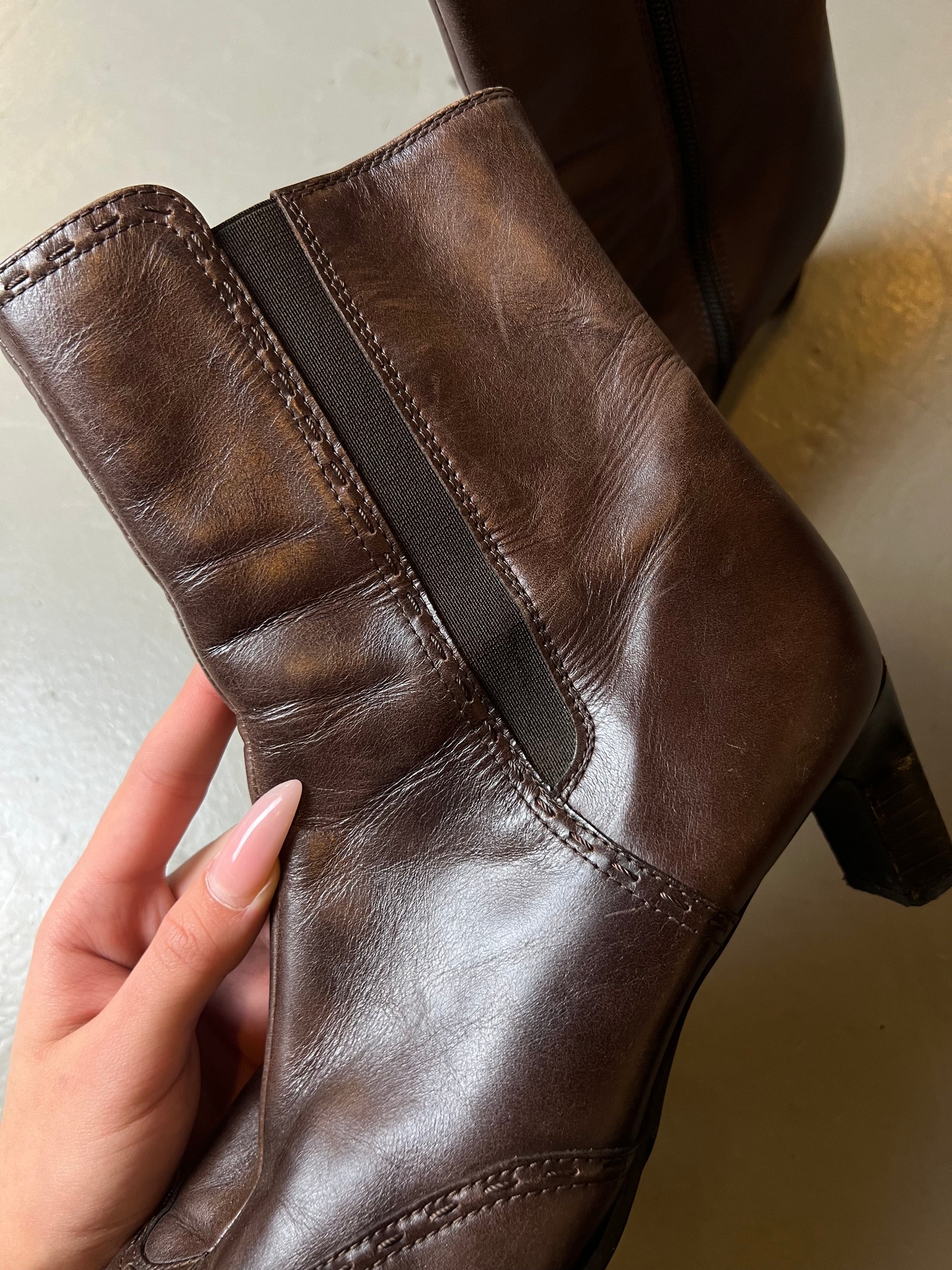 Vintage Brown Real Leather Heels 36