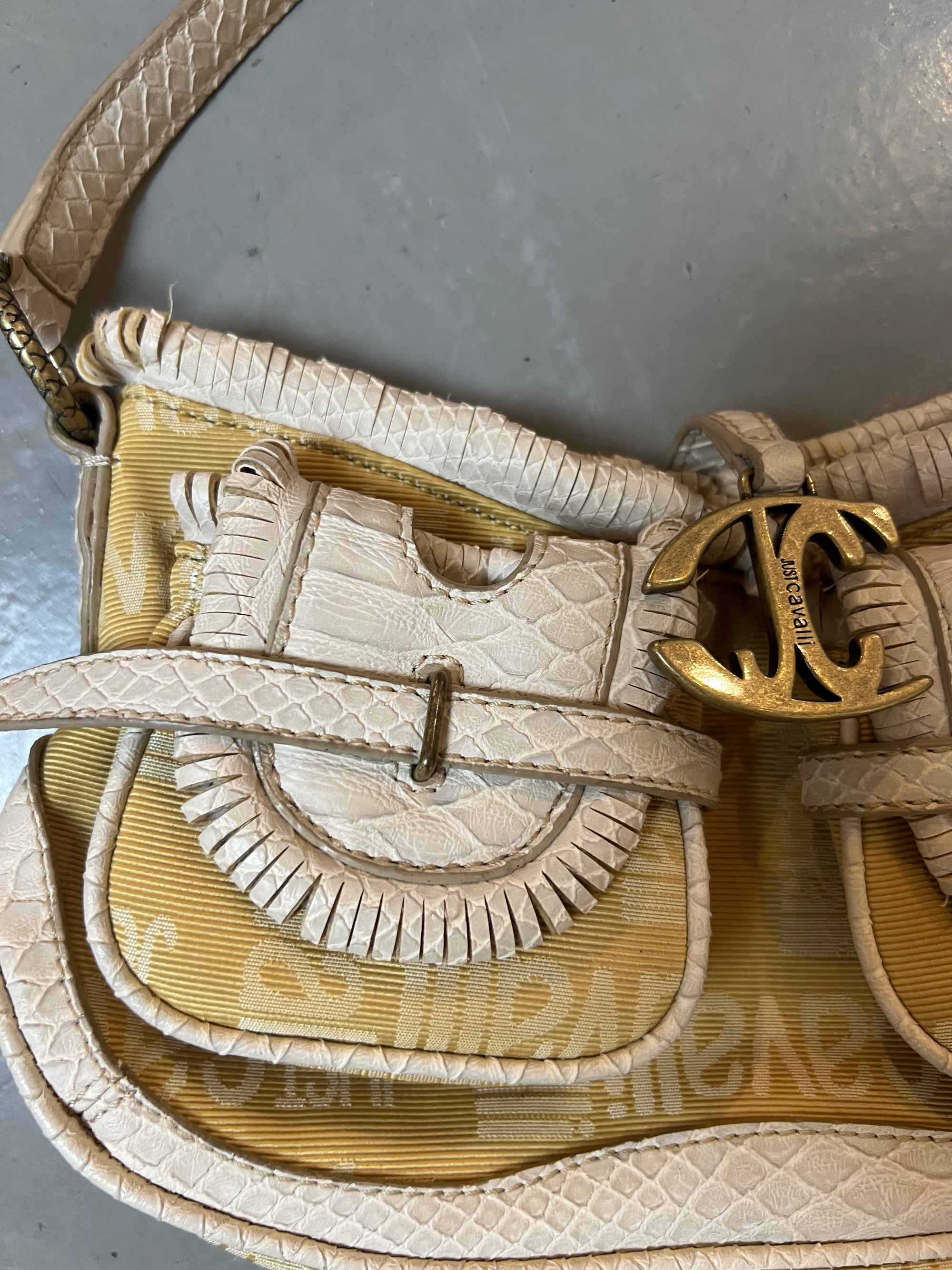 Vintage Just Cavalli White/Gold Shoulder Bag