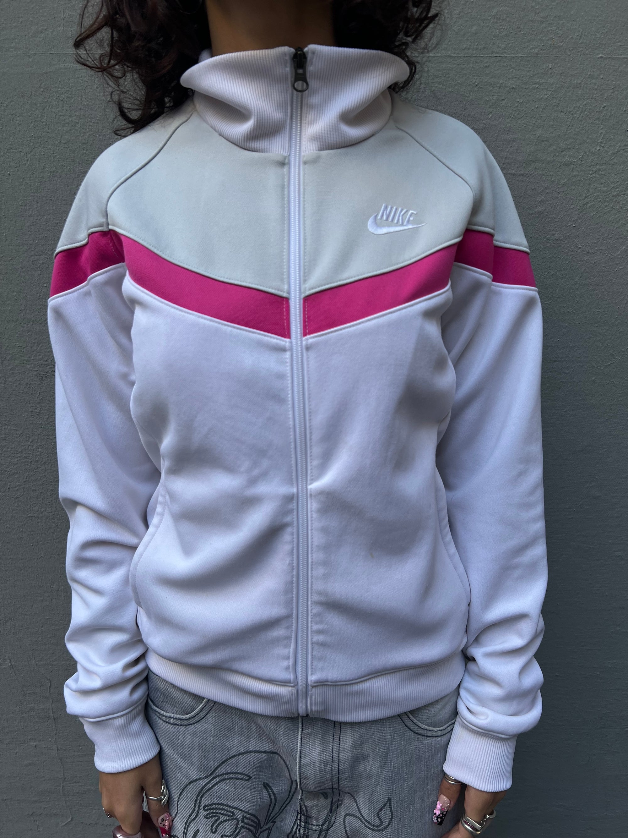 Vintage Nike Track Jacket Pink/White M/L