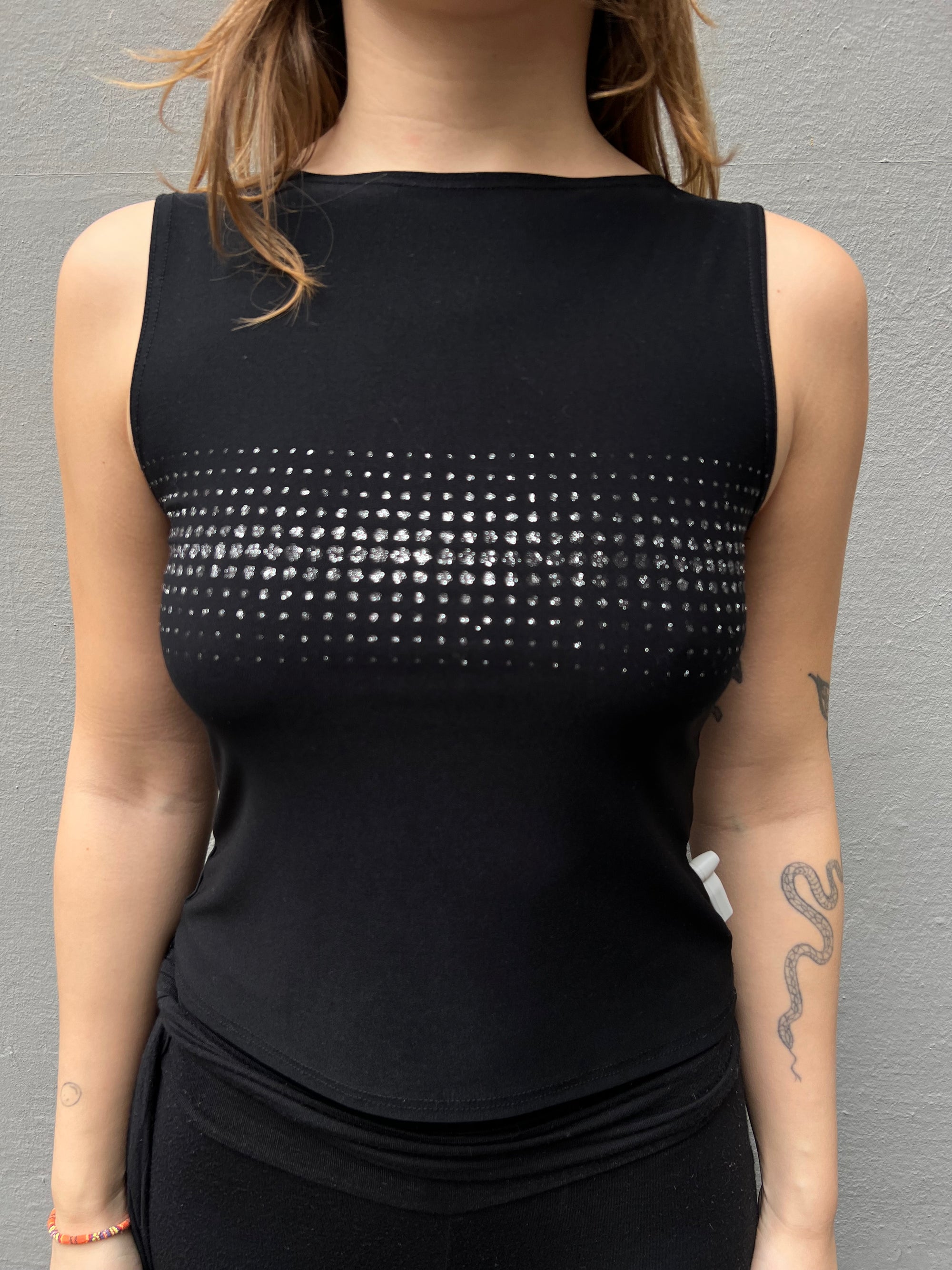 Vintage Black Glitter Top M