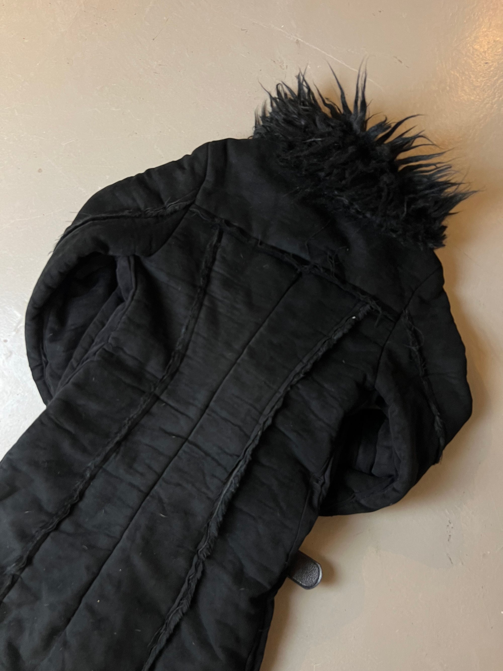 Vintage Black Faux Fur Coat M