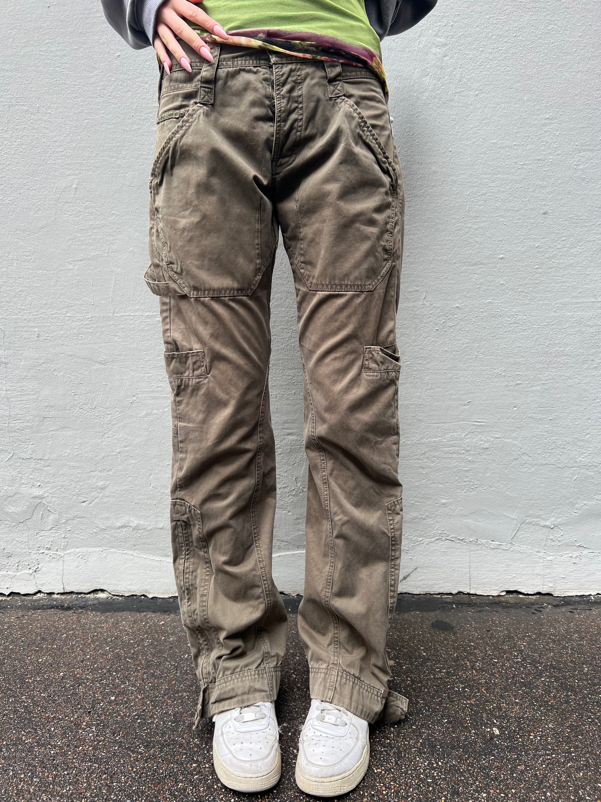 Vintage Straight Leg Cargo Pants Khaki S