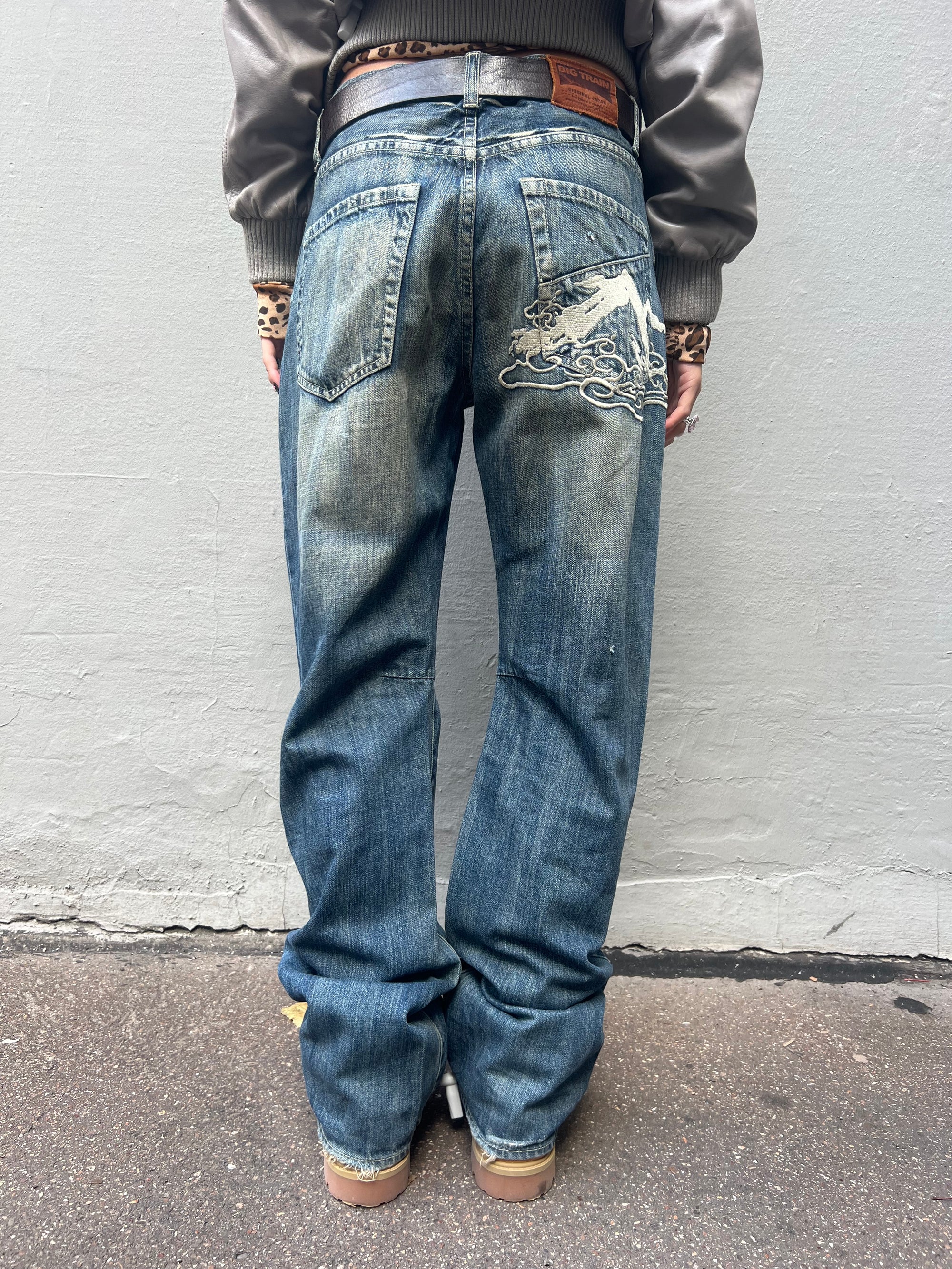 Vintage Big Train Washed & Stitched Denim M