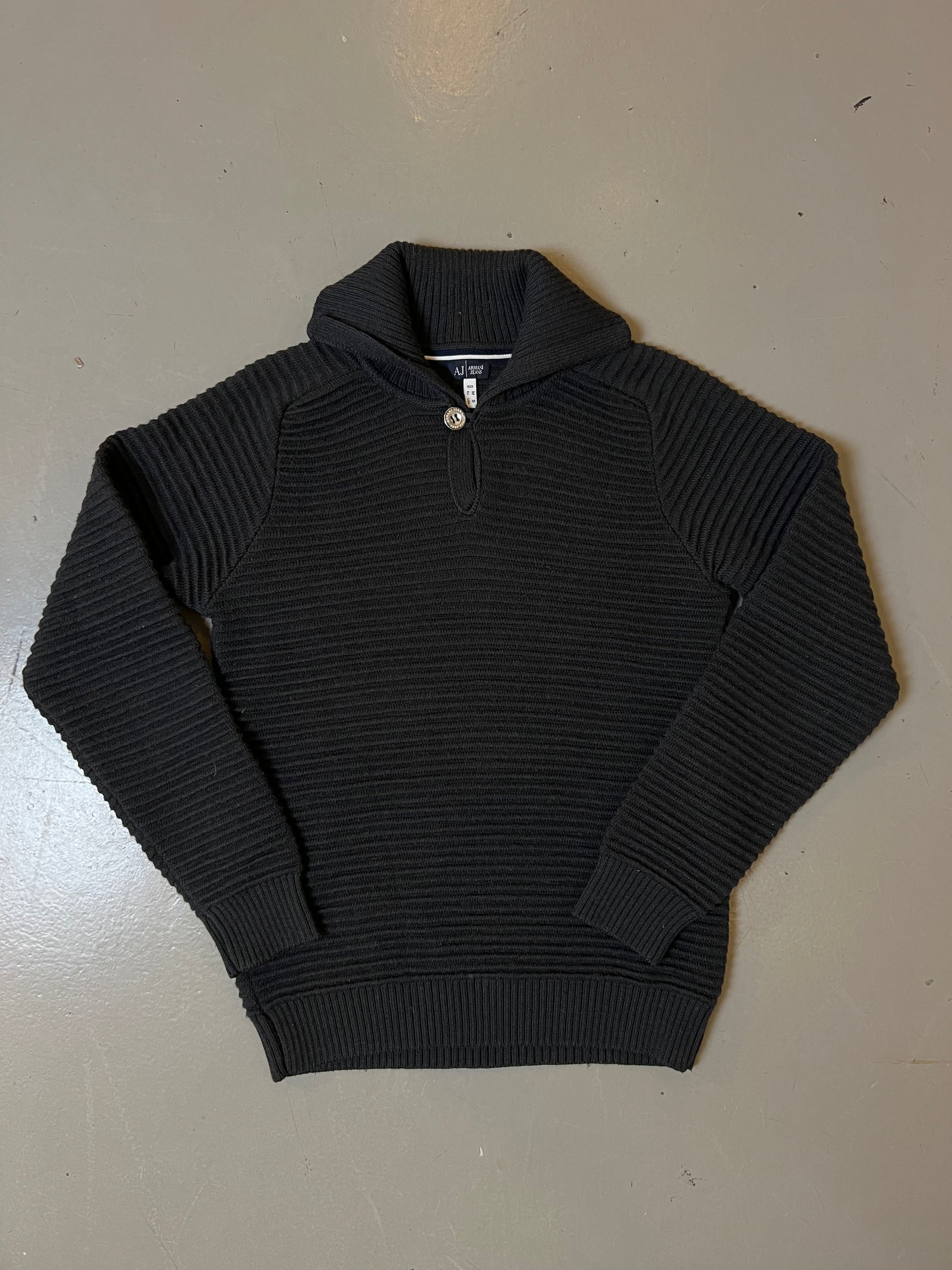 Vintage Black Armani Ripp Knit Sweater S/M