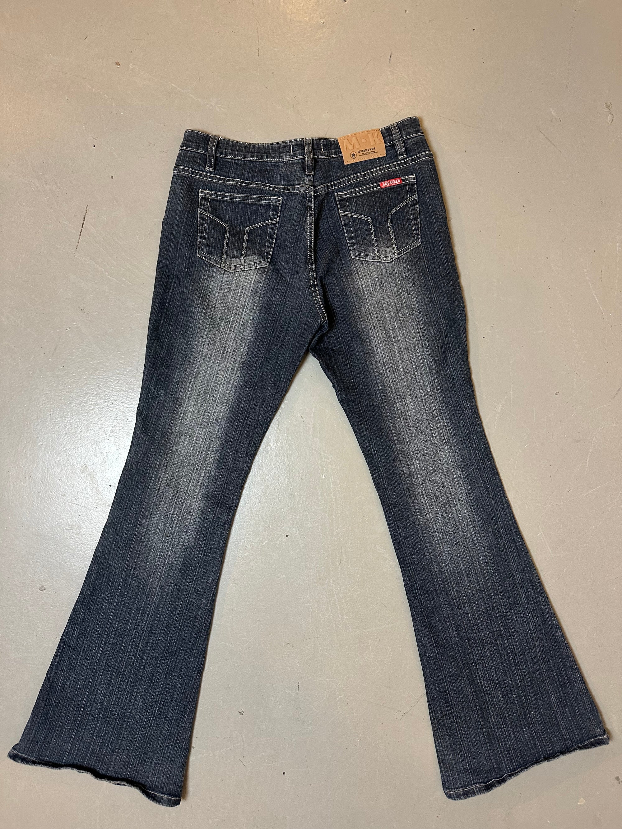 Vintage Washed Denim Flared Jeans M