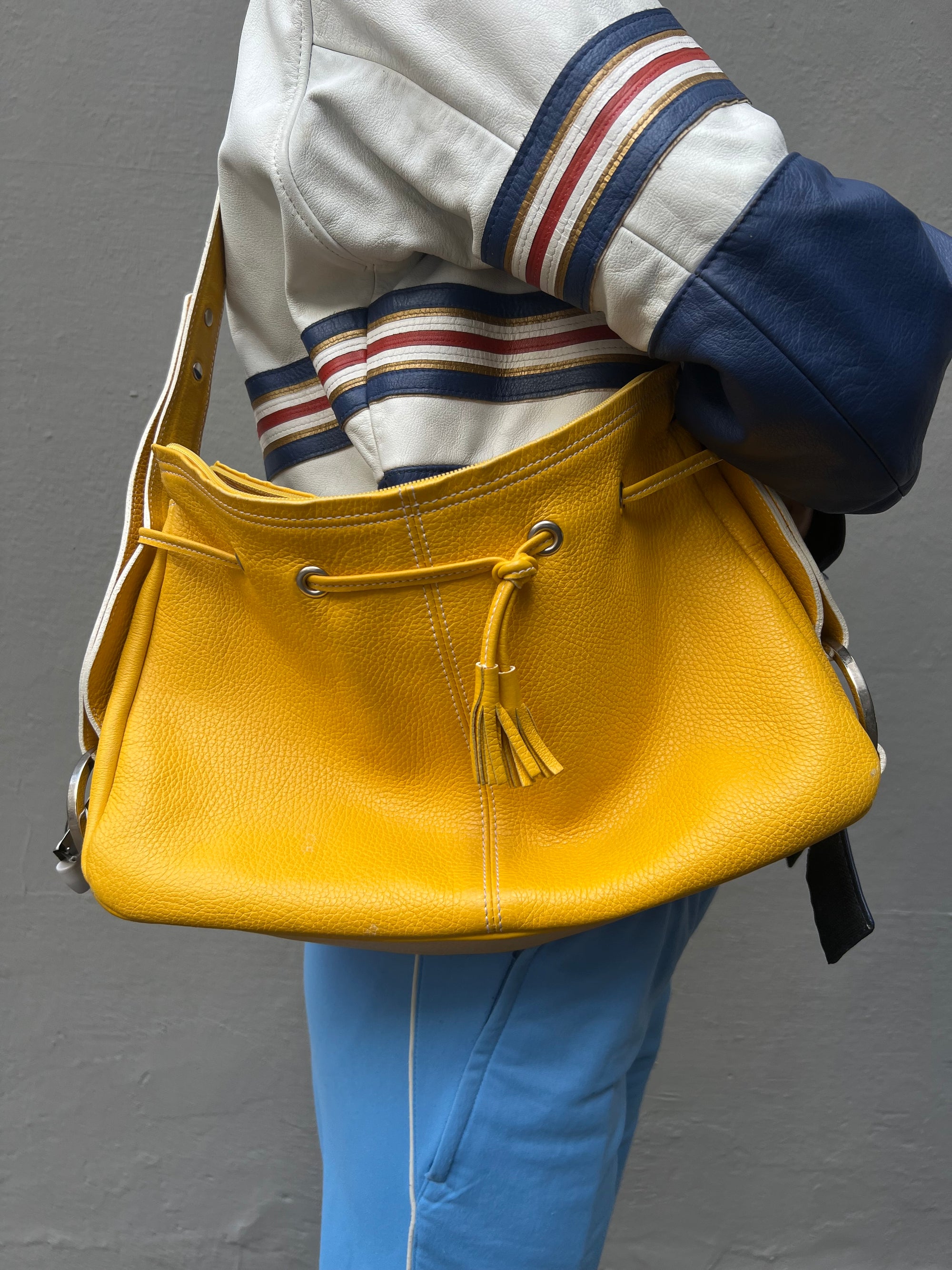 Vintage Yellow Leather Shoulder Bag