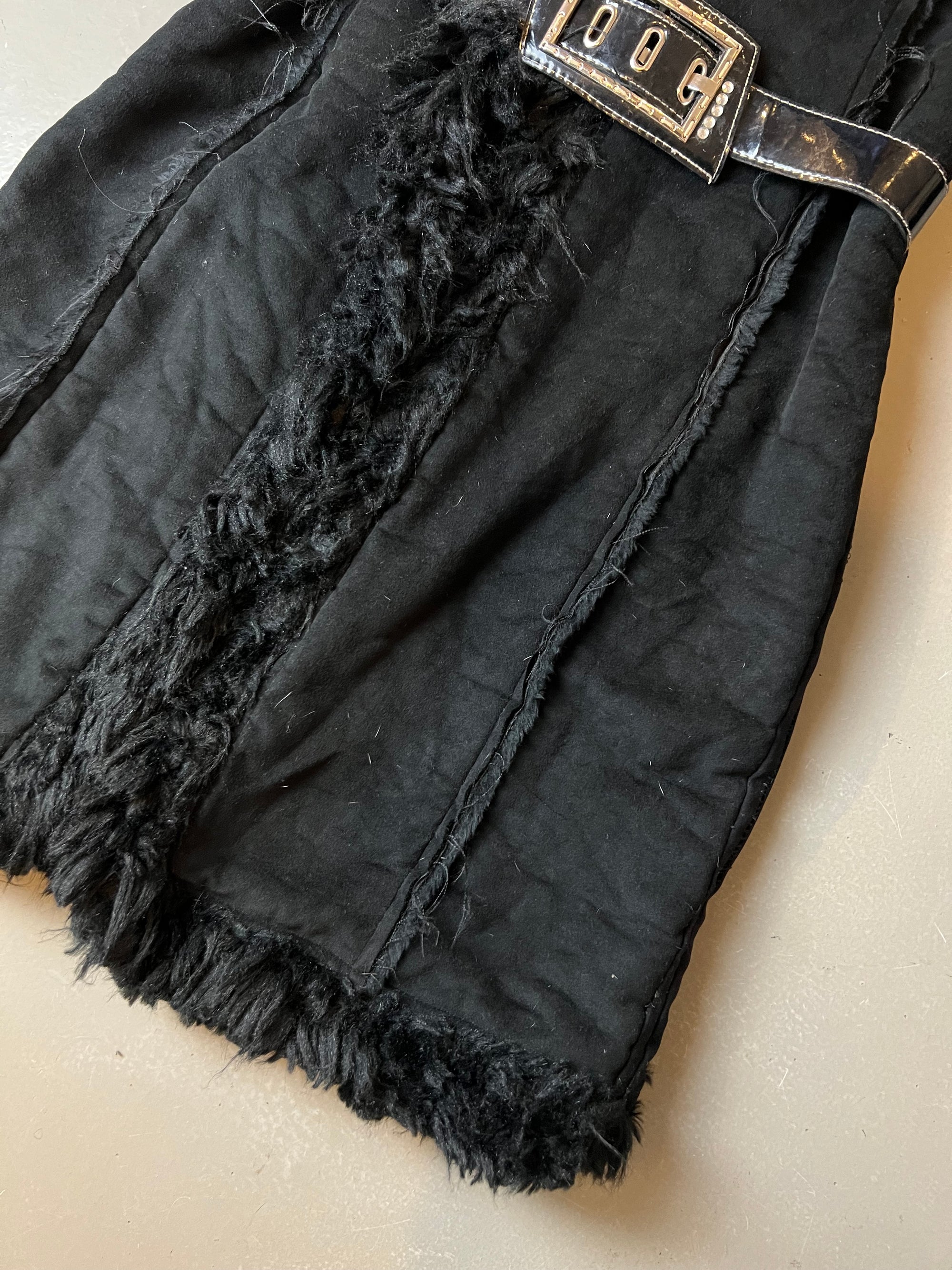 Vintage Black Faux Fur Coat M