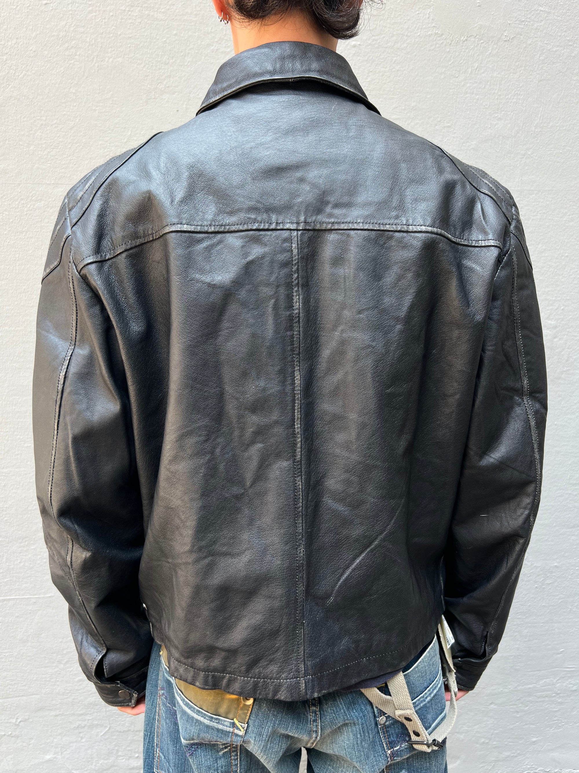 Vintage Black Leather Jacket L/XL