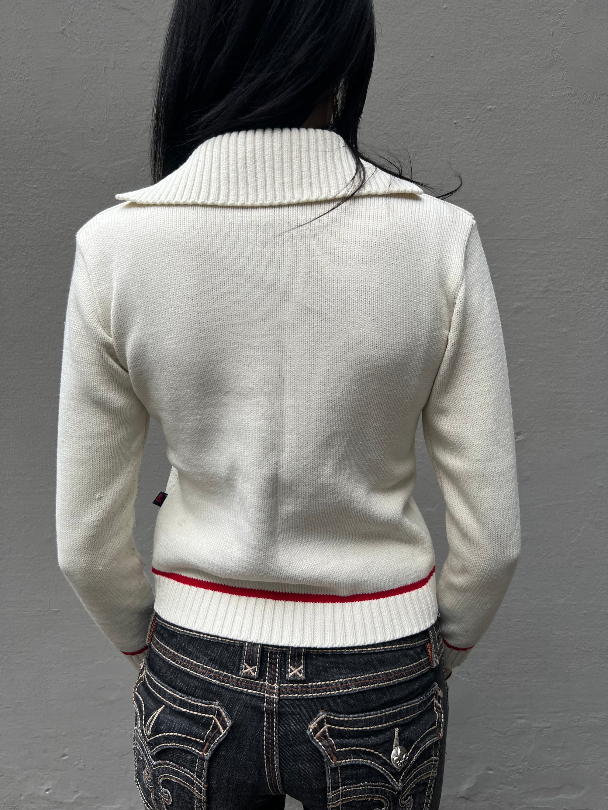 Vintage Dolce&Gabbana Red White Knit Zip XS