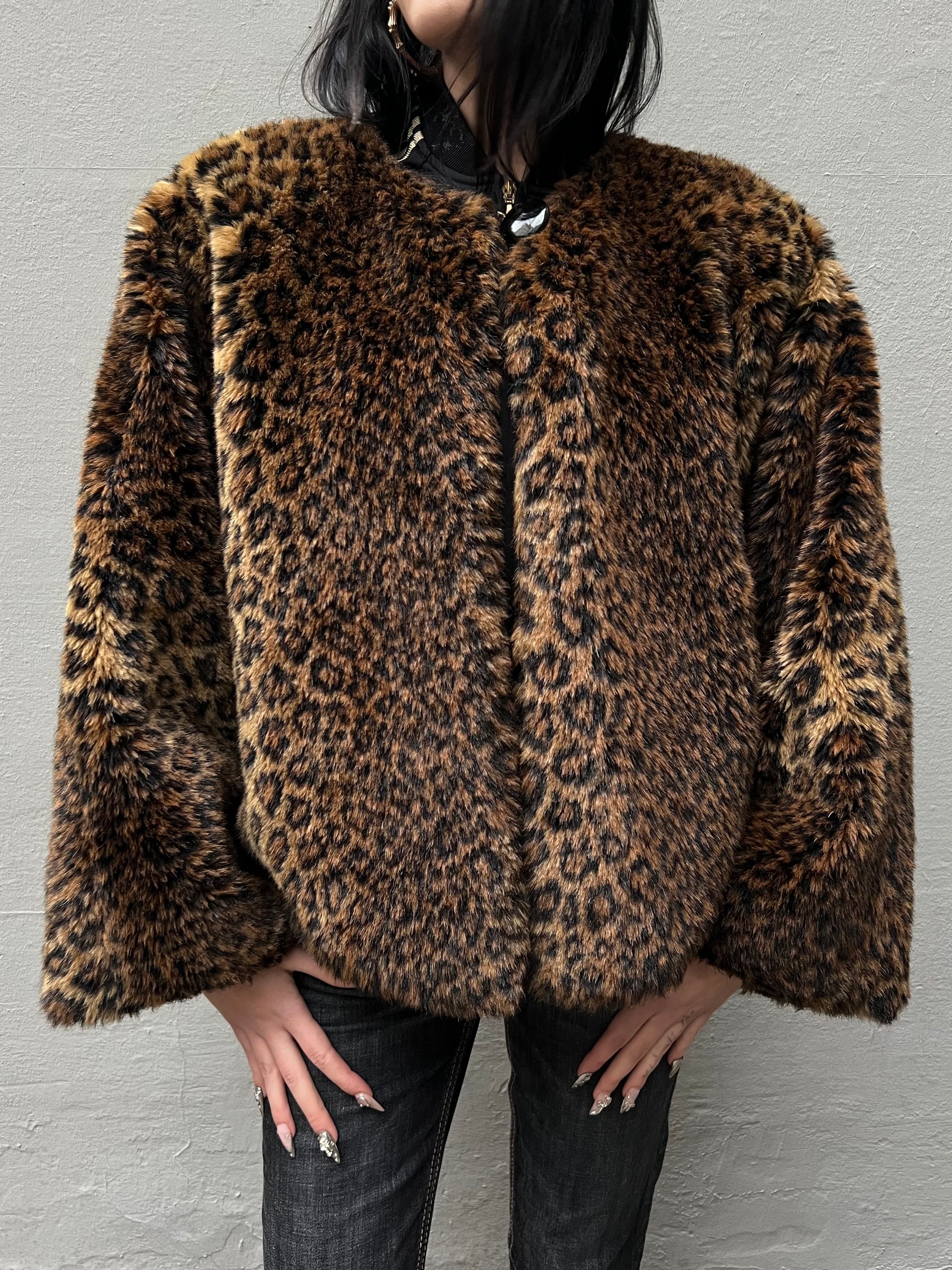 Vintage Cheetah Faux Fur Jacket XL