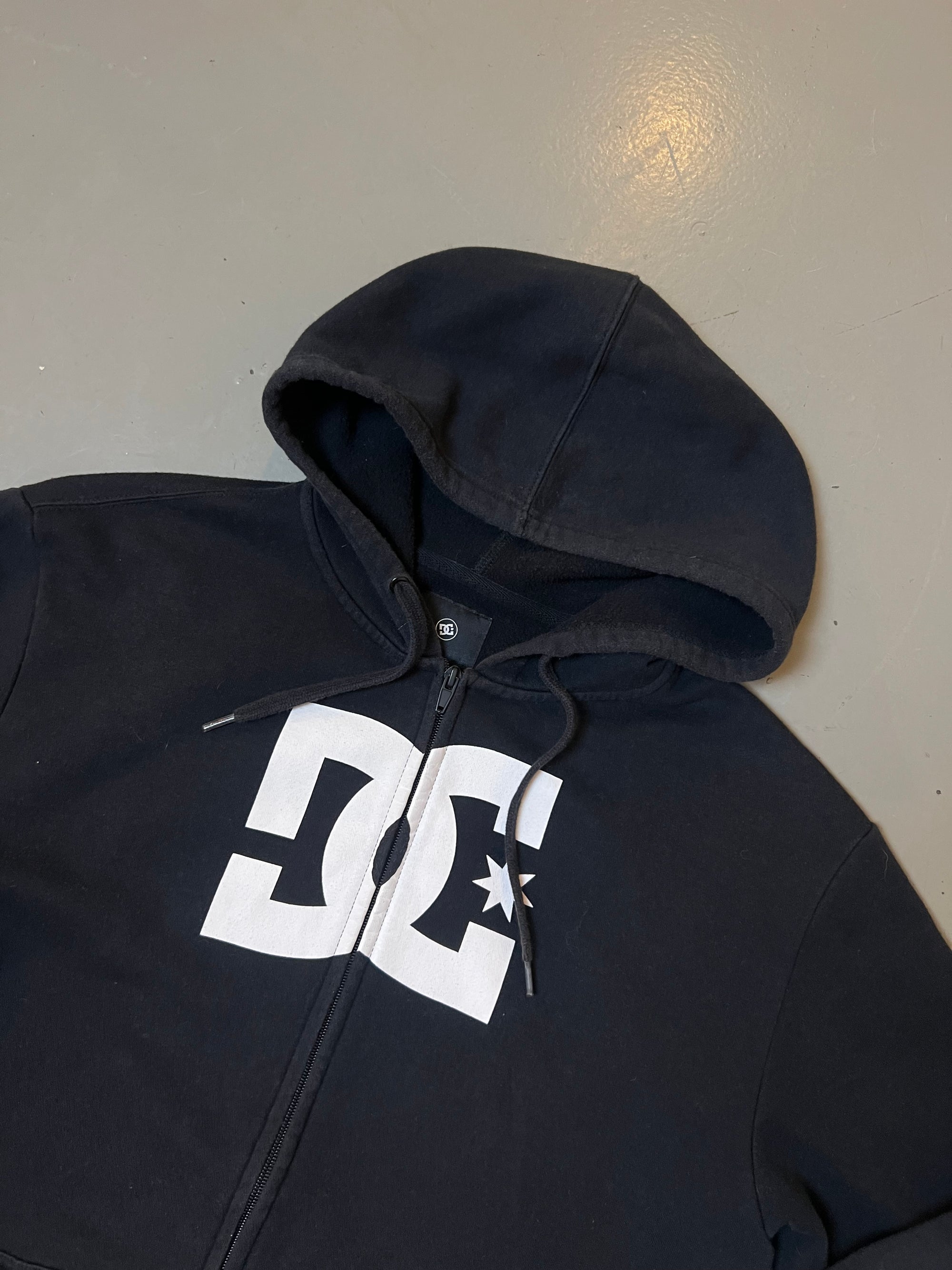 Vintage DC Black Oversized Zip Hoodie L/XL