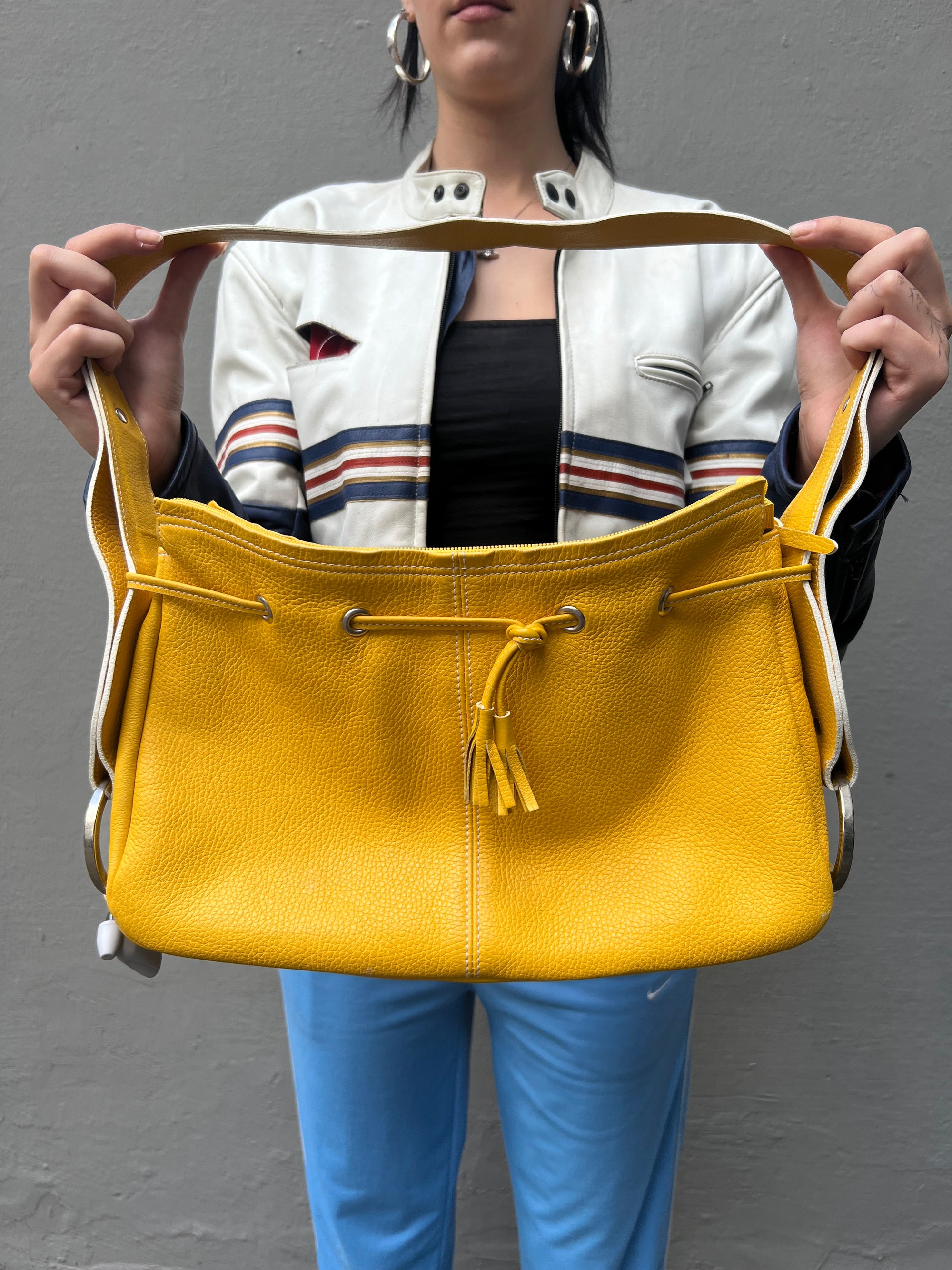 Vintage Yellow Leather Shoulder Bag