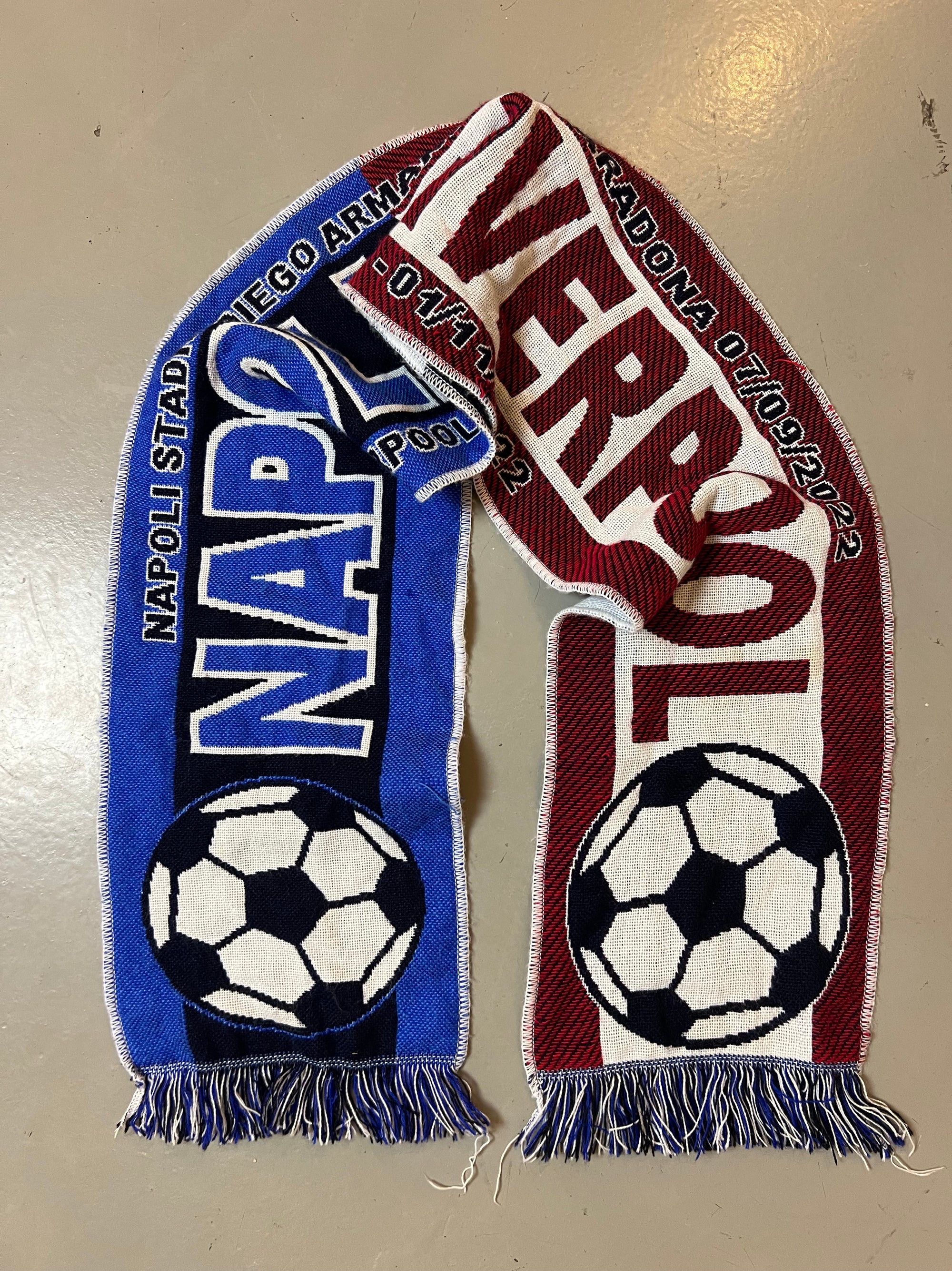 Vintage Napoli Liverpool Soccer Scarf