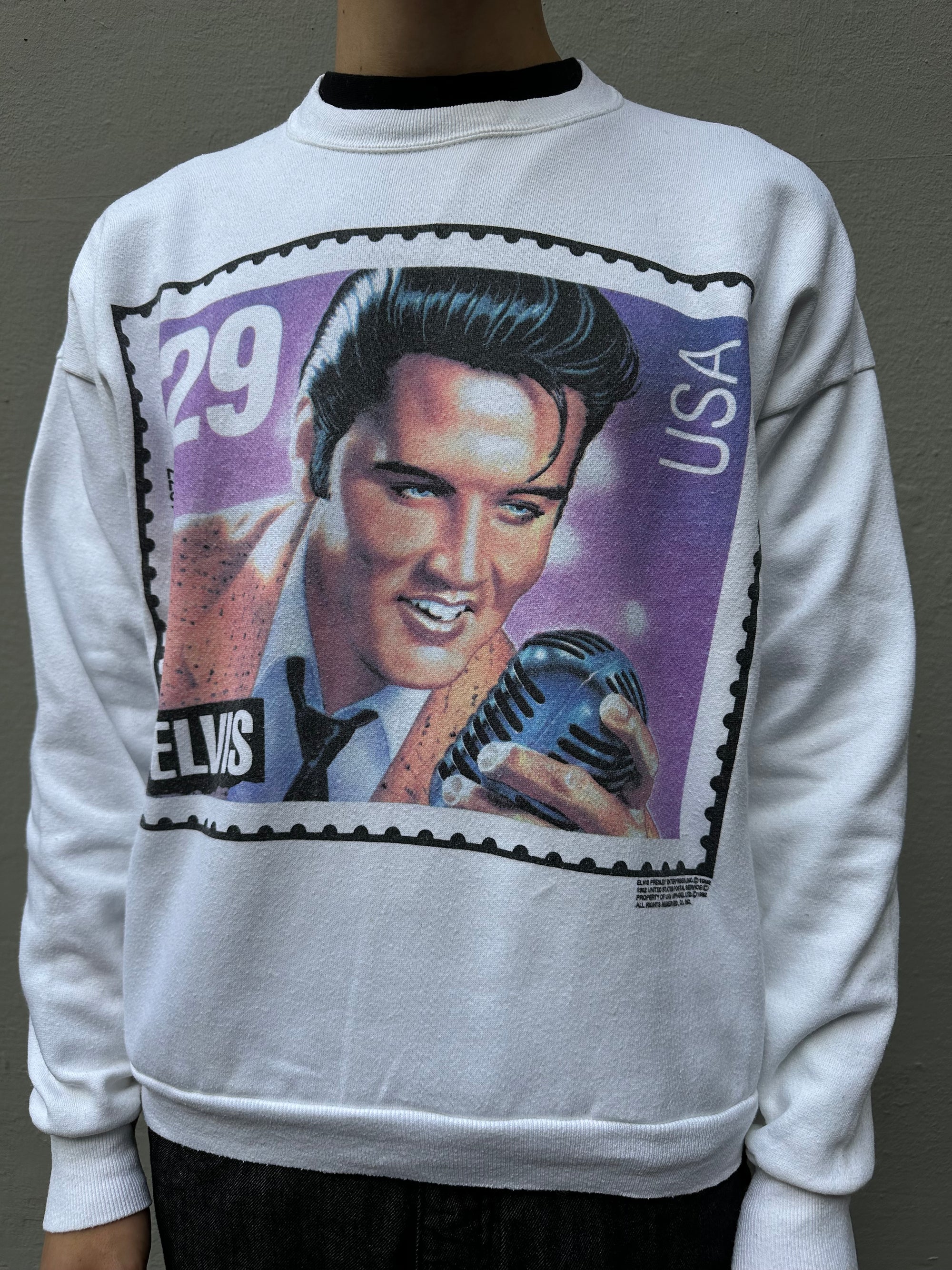 Vintage White Printed Elvis Sweater M/L