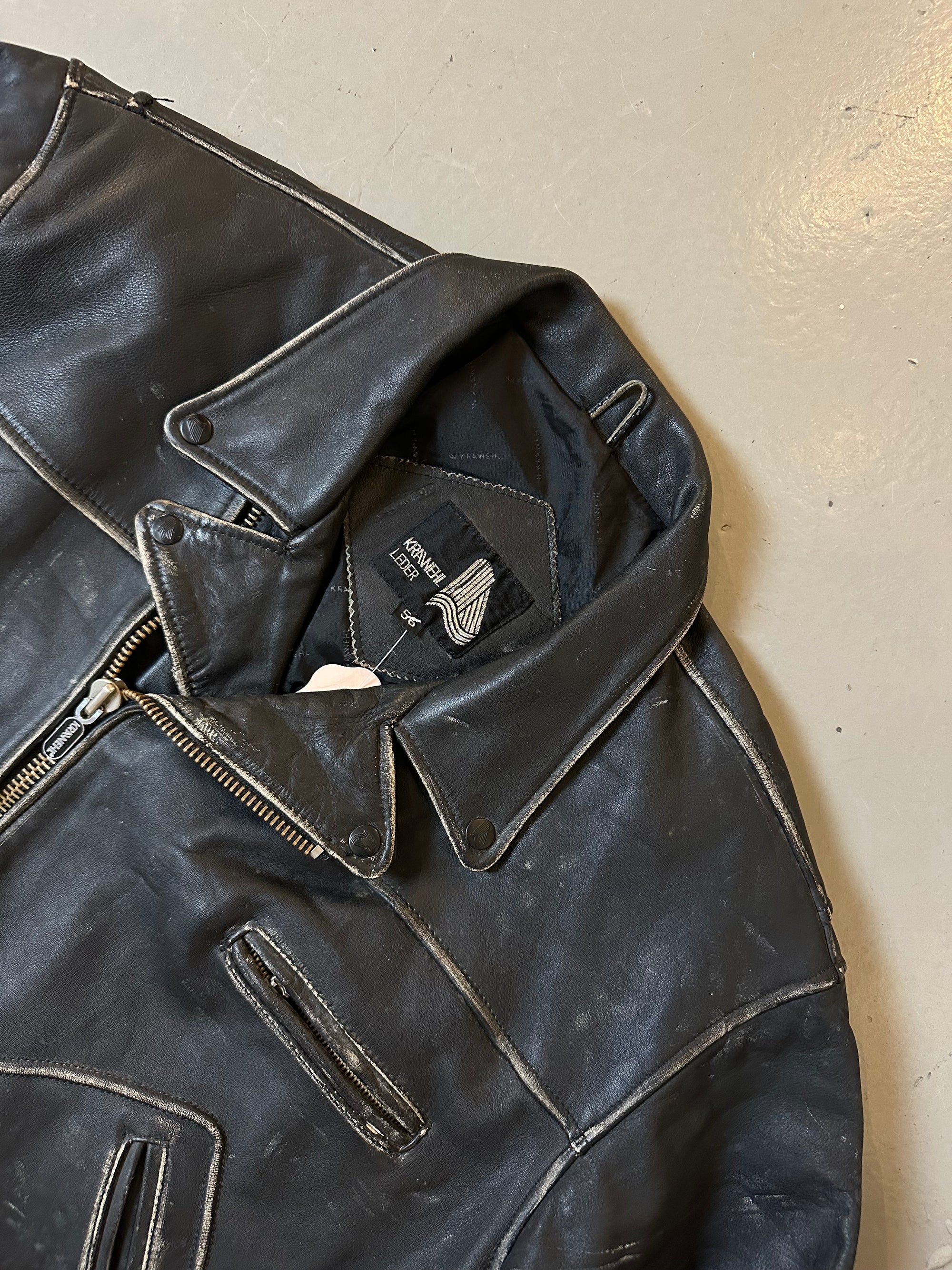 Vintage Black Biker Leather Jacket M/L