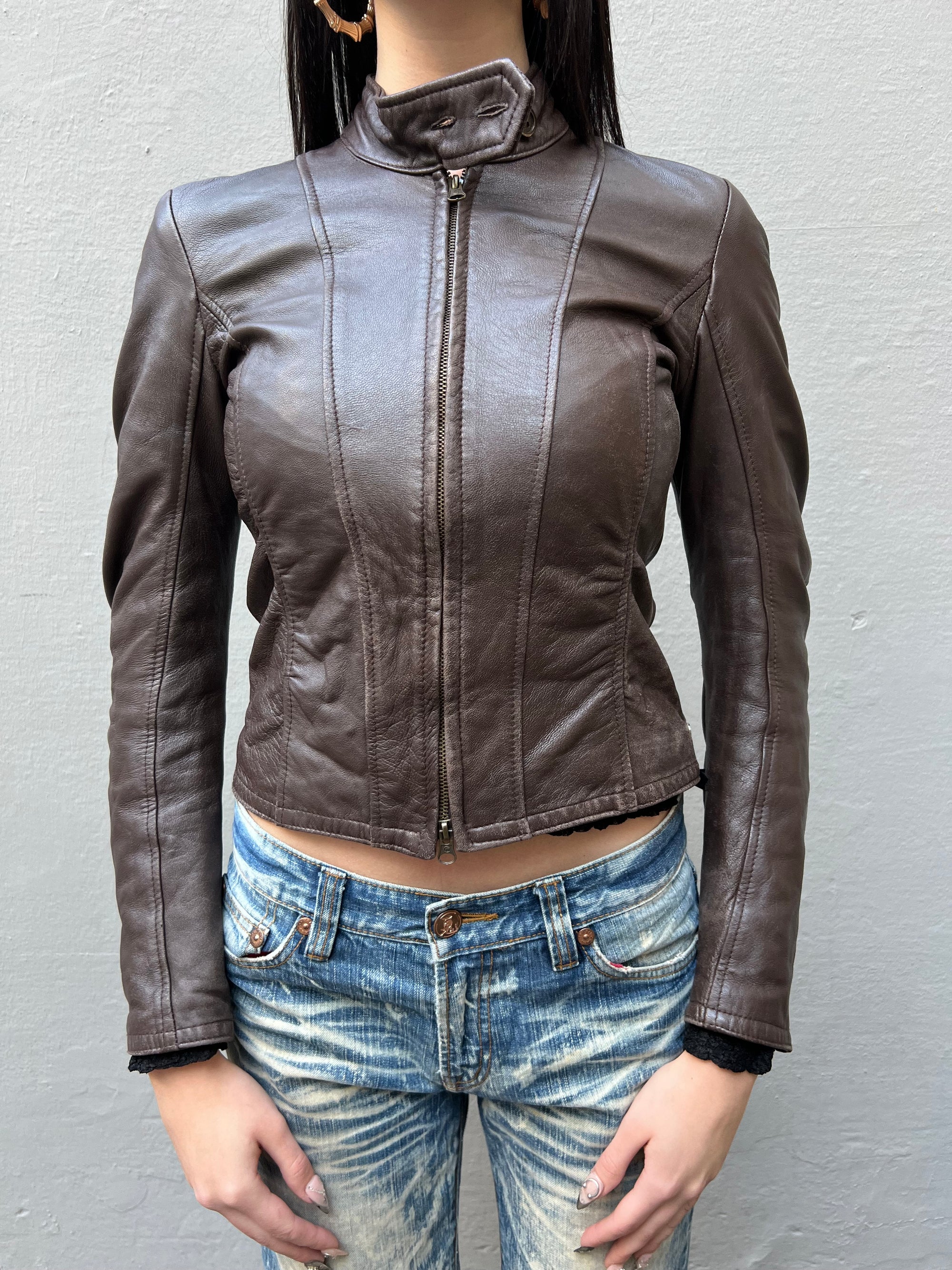 Vintage Brown Leather Jacket XS/S