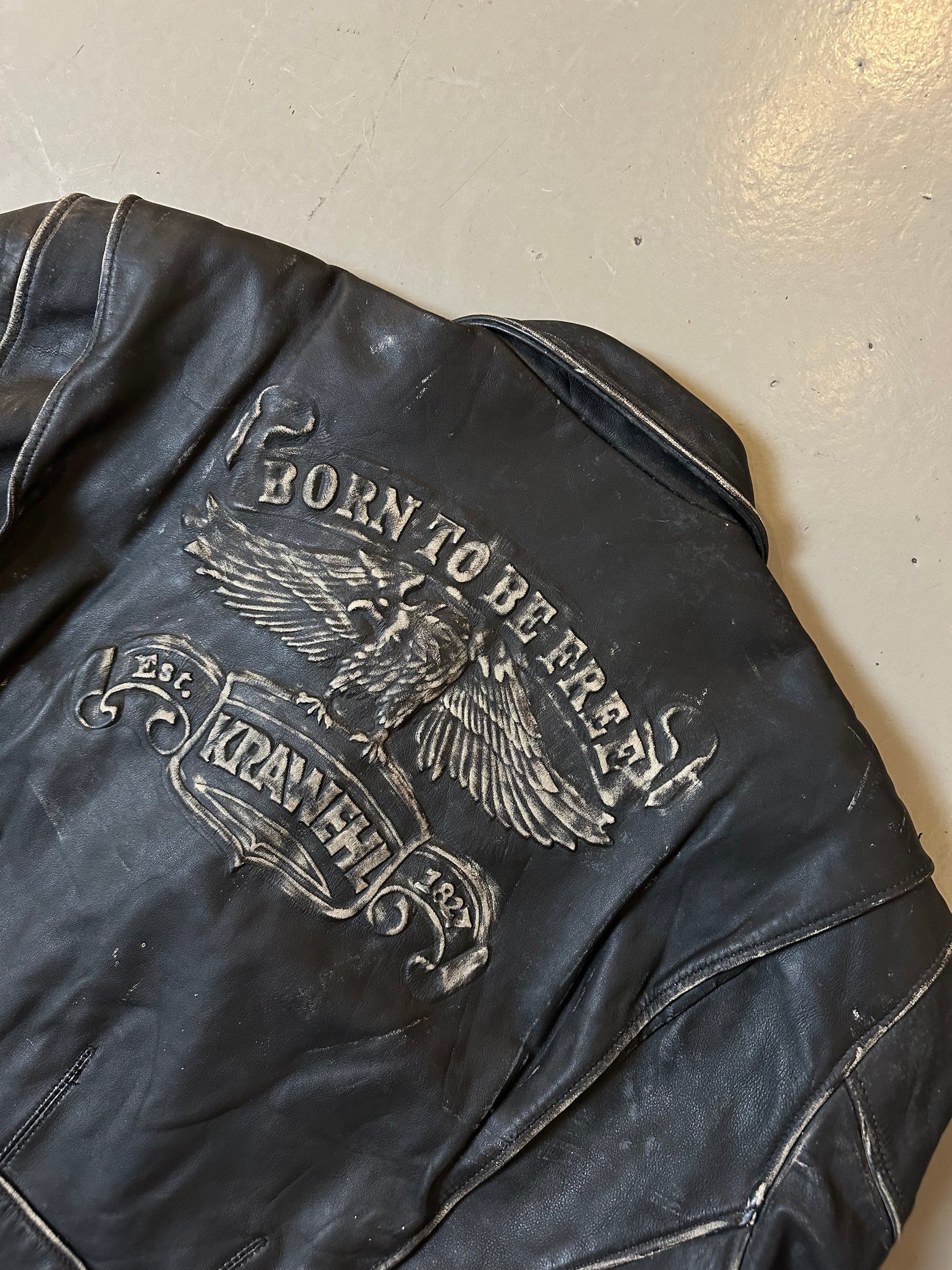 Vintage Black Biker Leather Jacket M/L