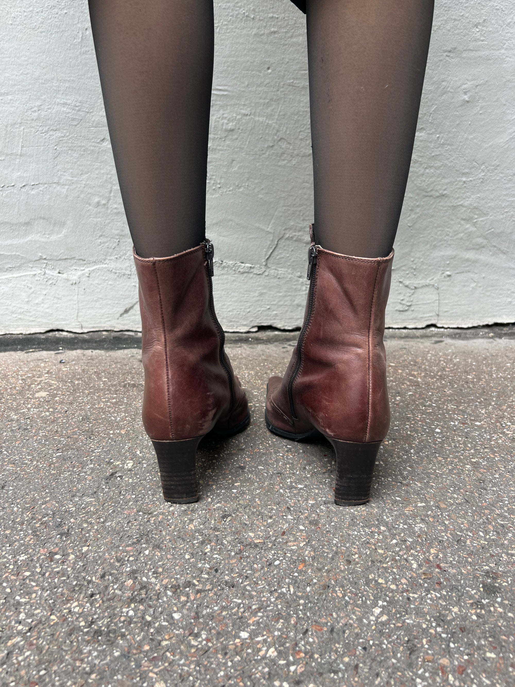 Vintage Brown Real Leather Heels 36