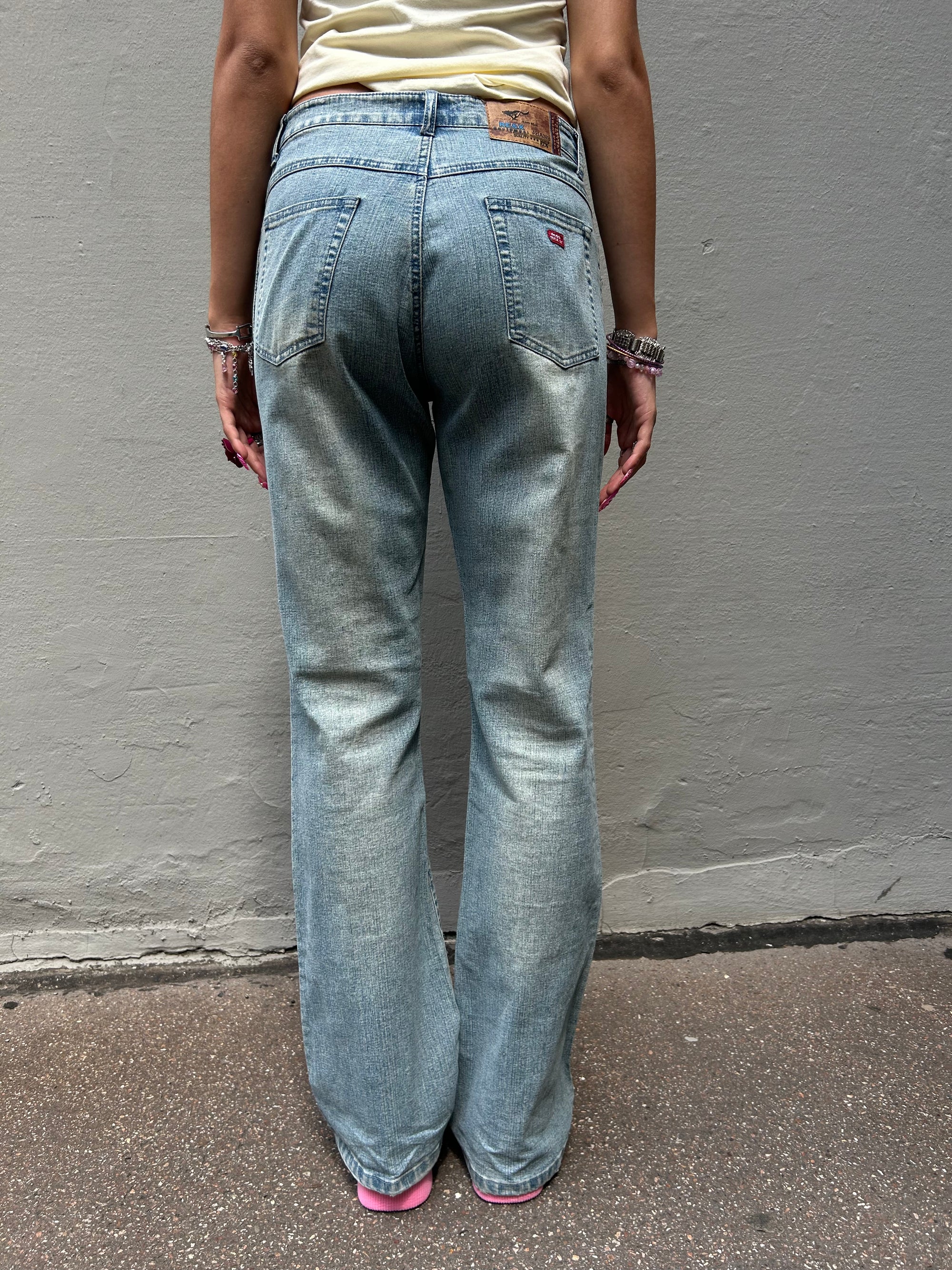 Tragebild Vintage Flared Stitching Jeans von hinten