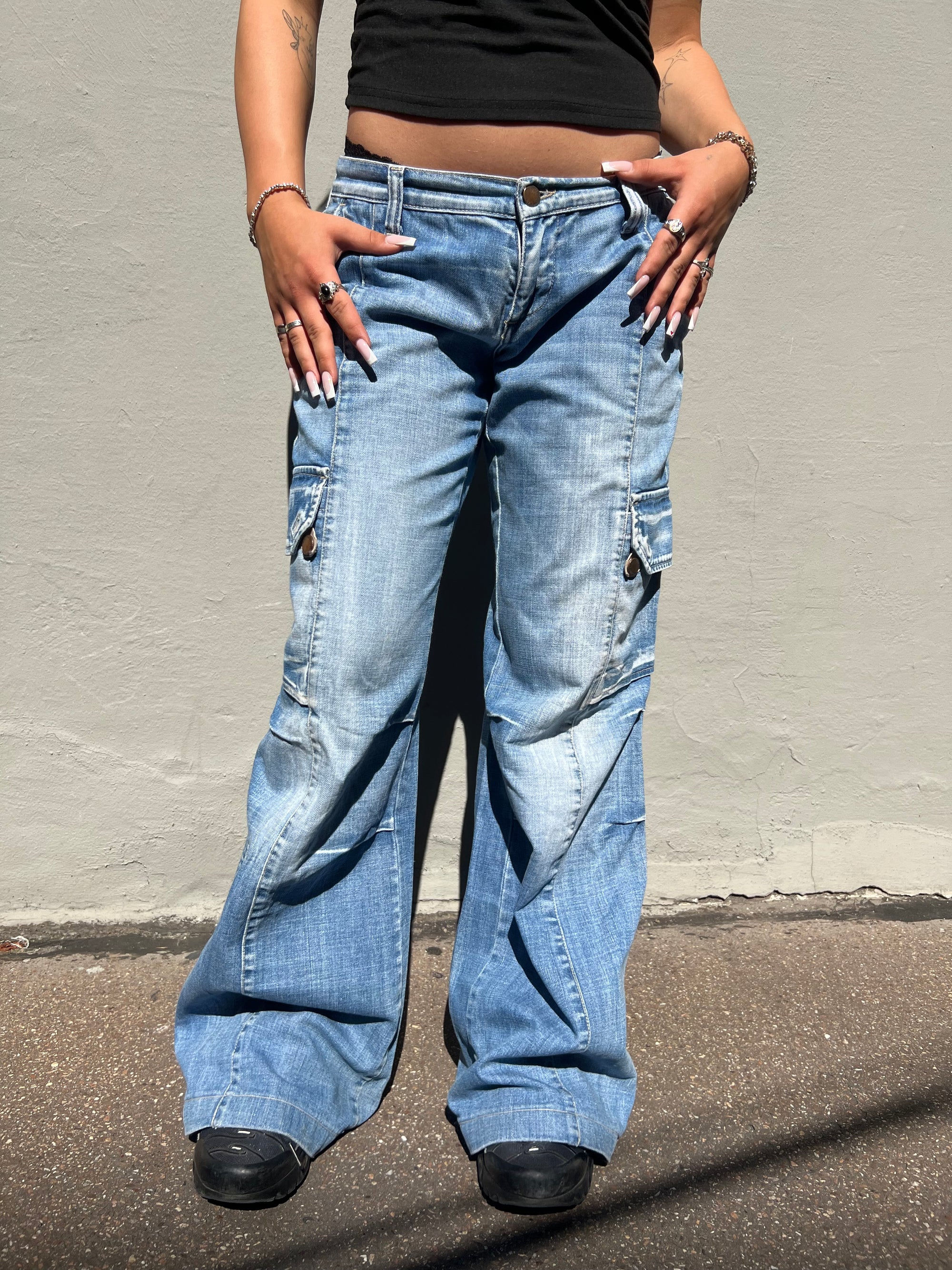 Vintage Blue Low Waist Cargo Denim S/M