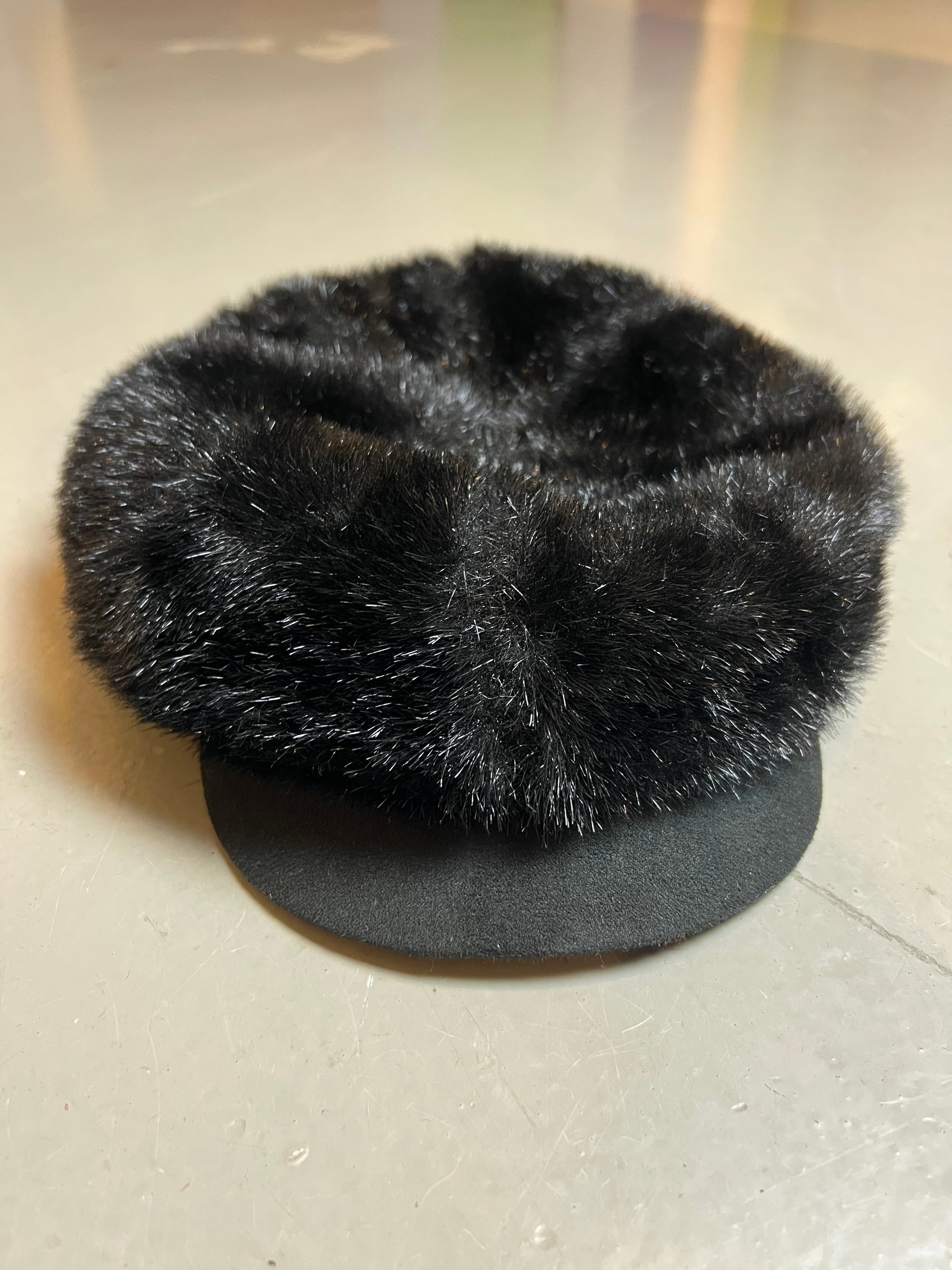 Vintage Black Faux Fur Cap