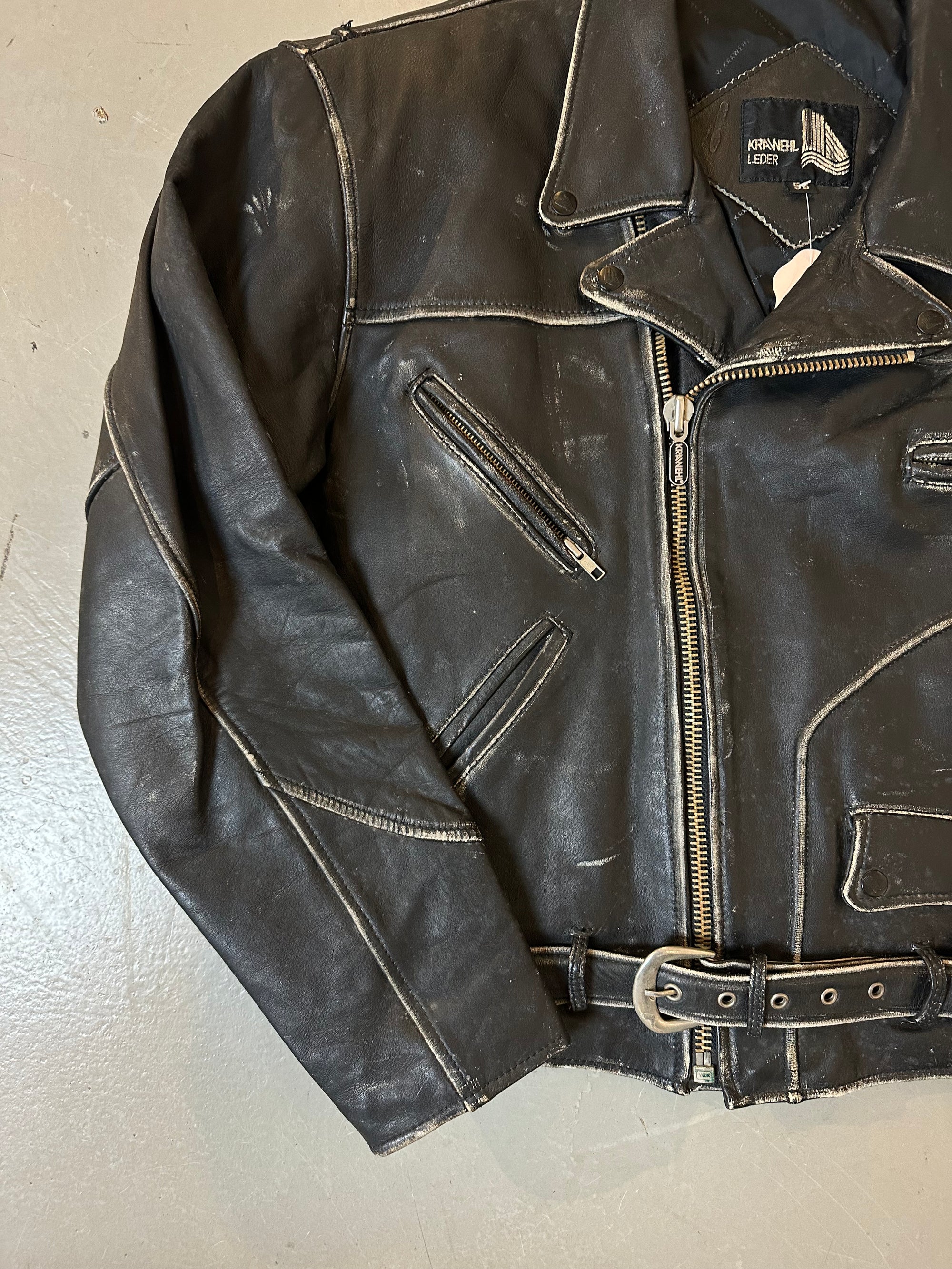 Vintage Black Biker Leather Jacket M/L