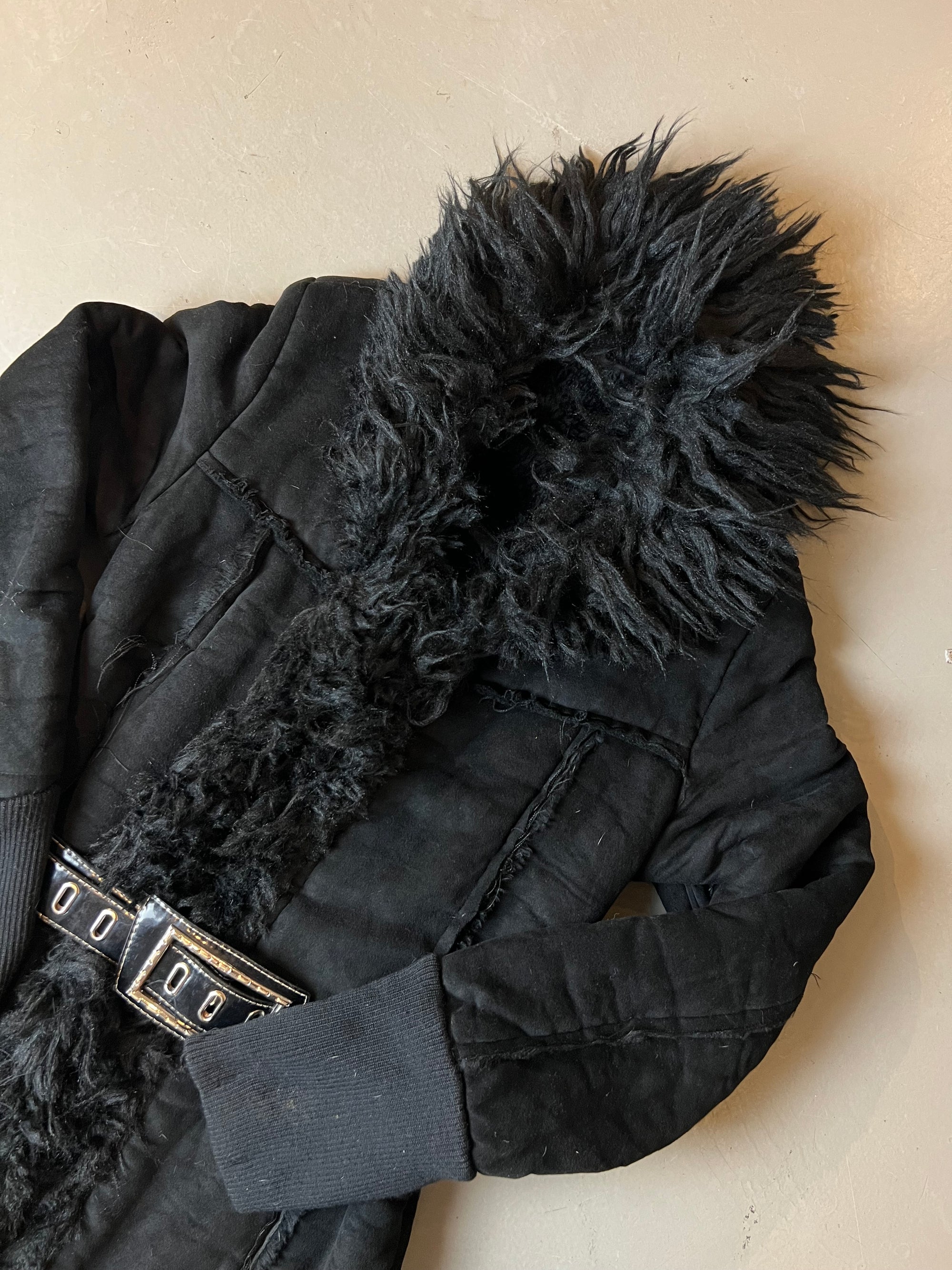 Vintage Black Faux Fur Coat M