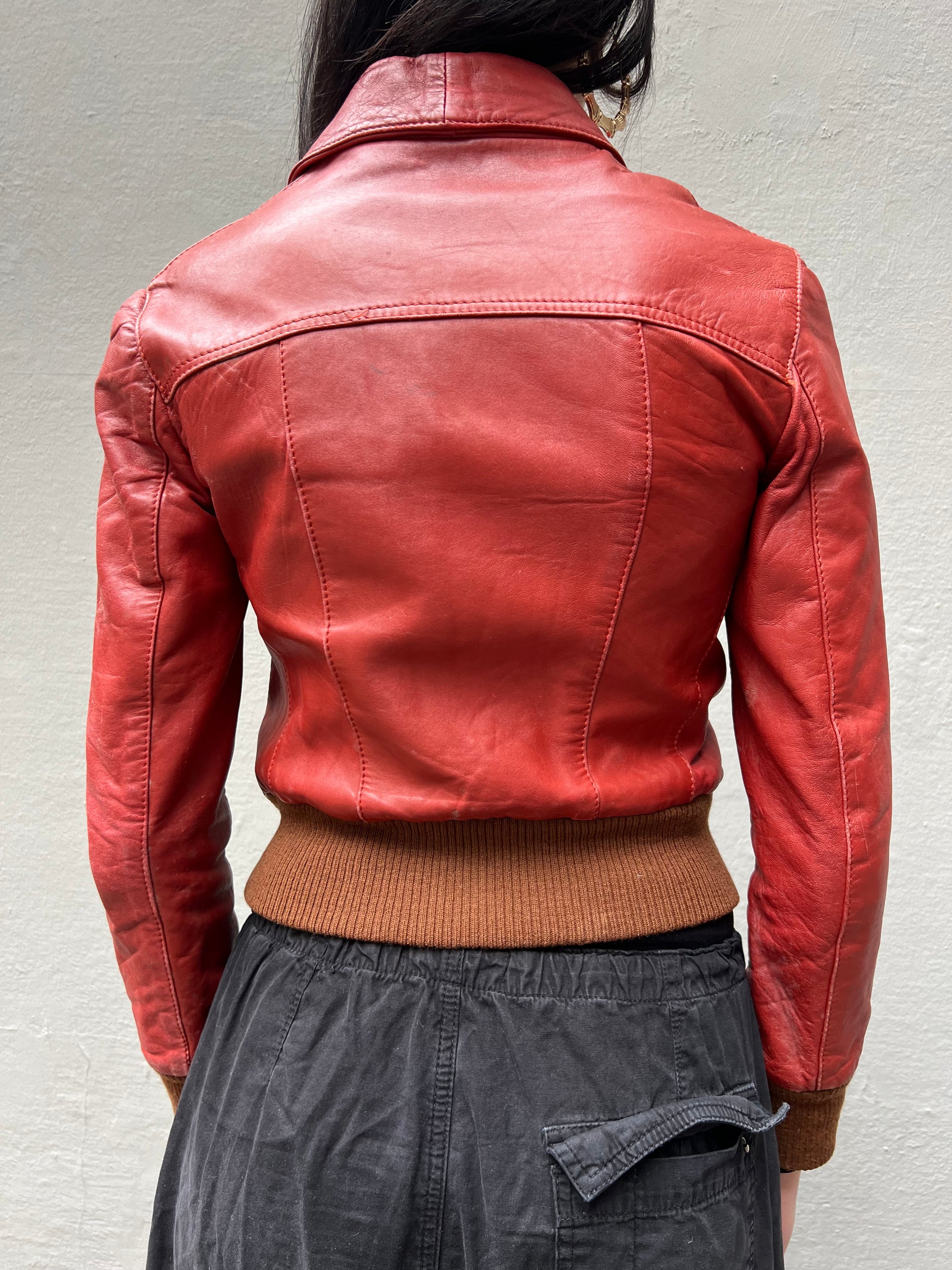 Vintage Red Leather Jacket XS/S