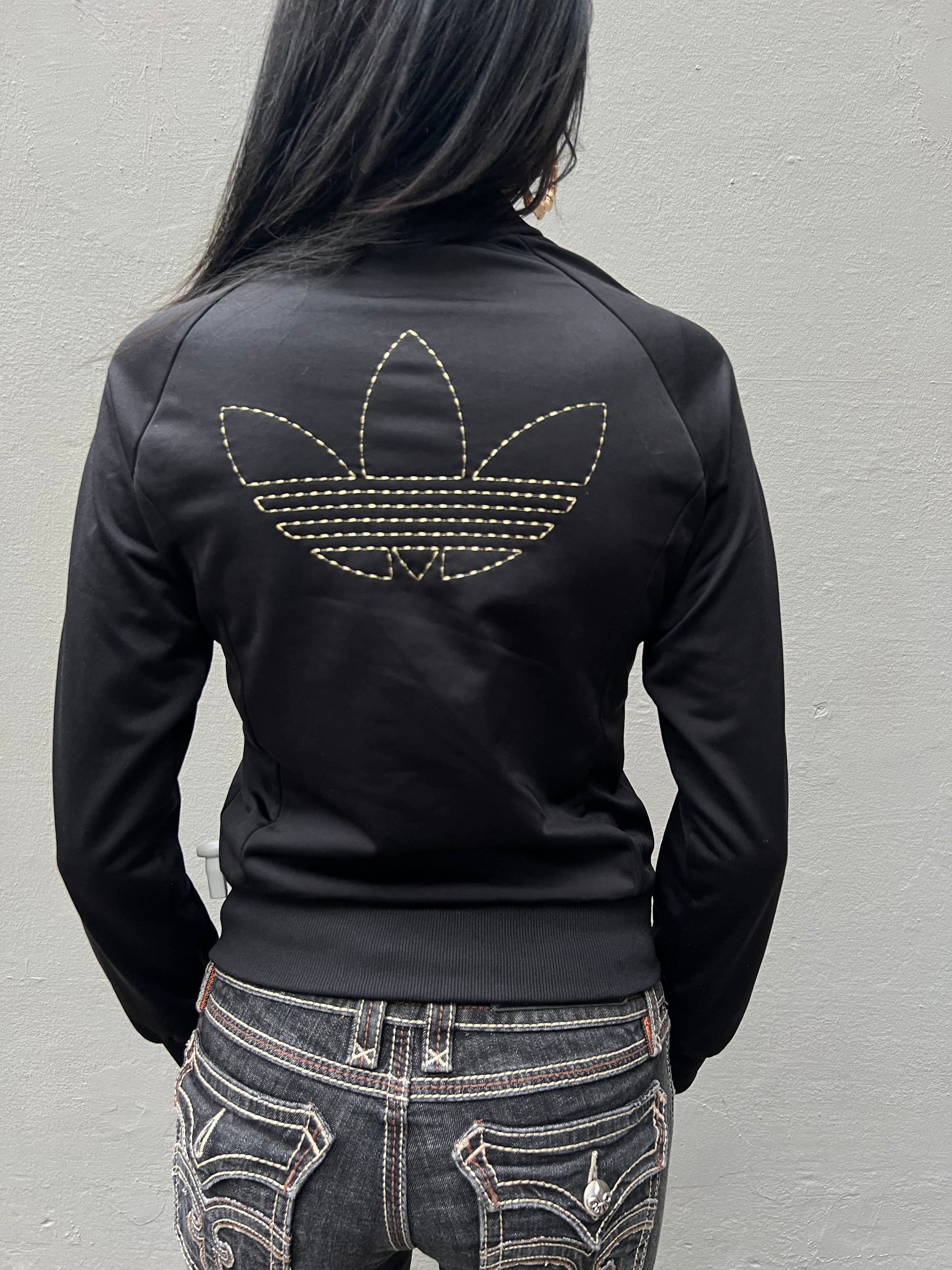 Vintage Adidas Track Jacket Black Gold S