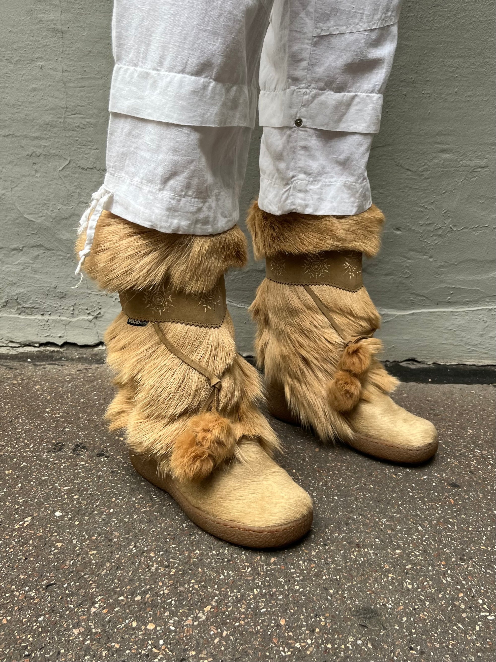 Vintage Orangey Fur Boots 40