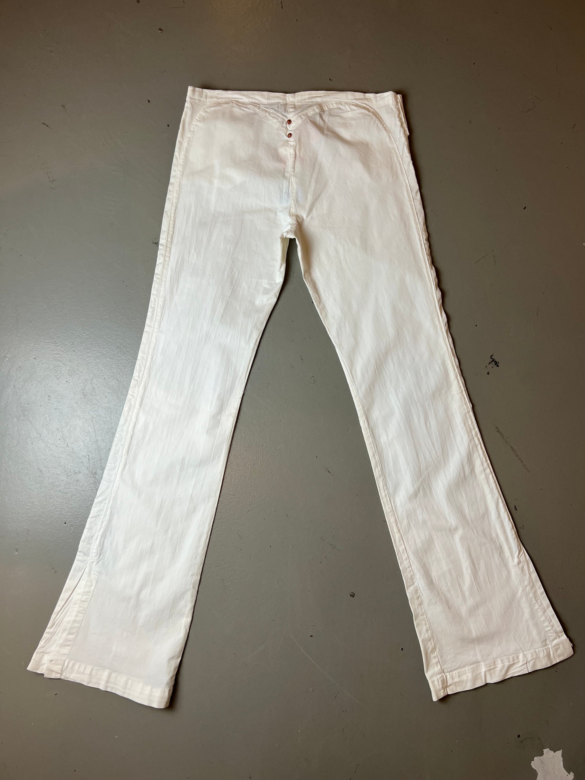 Produktbild vintage pit stop white summer pants von hinten