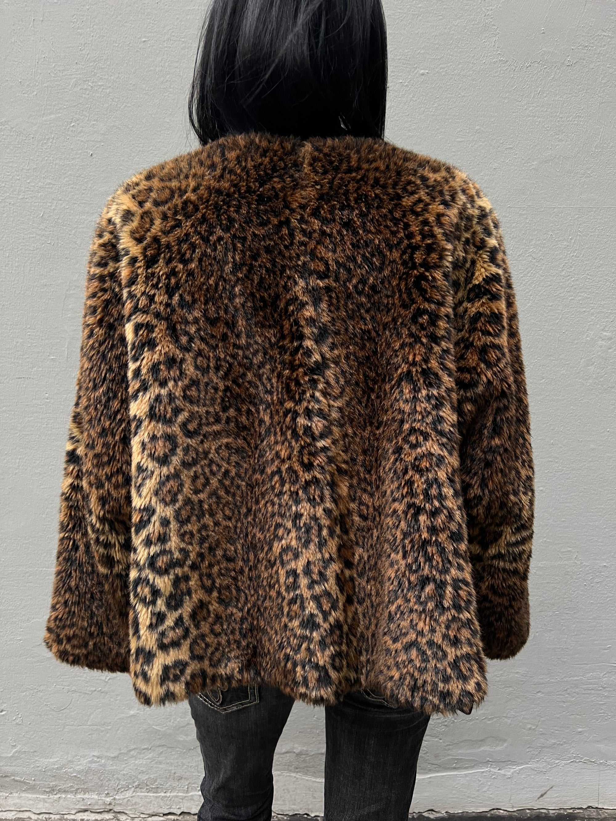 Vintage Cheetah Faux Fur Jacket XL