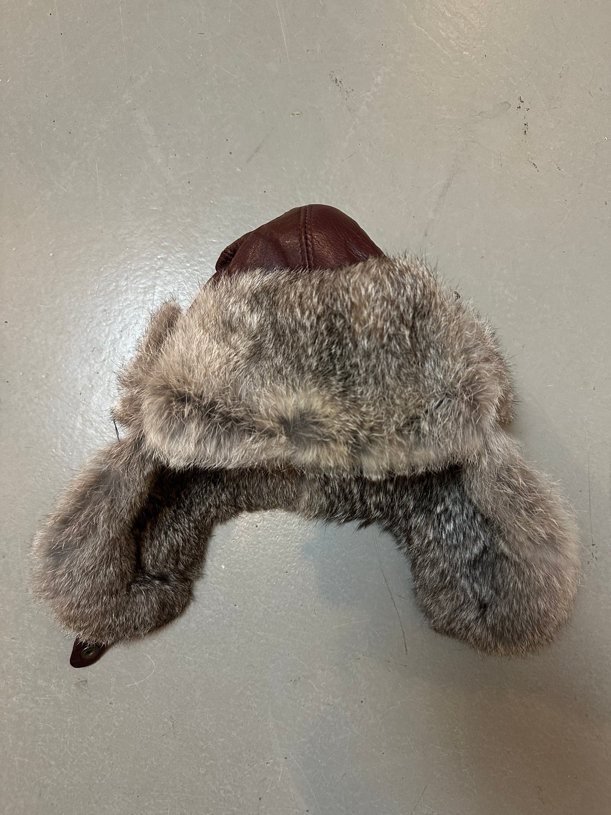 Vintage Red Leather Ushanka