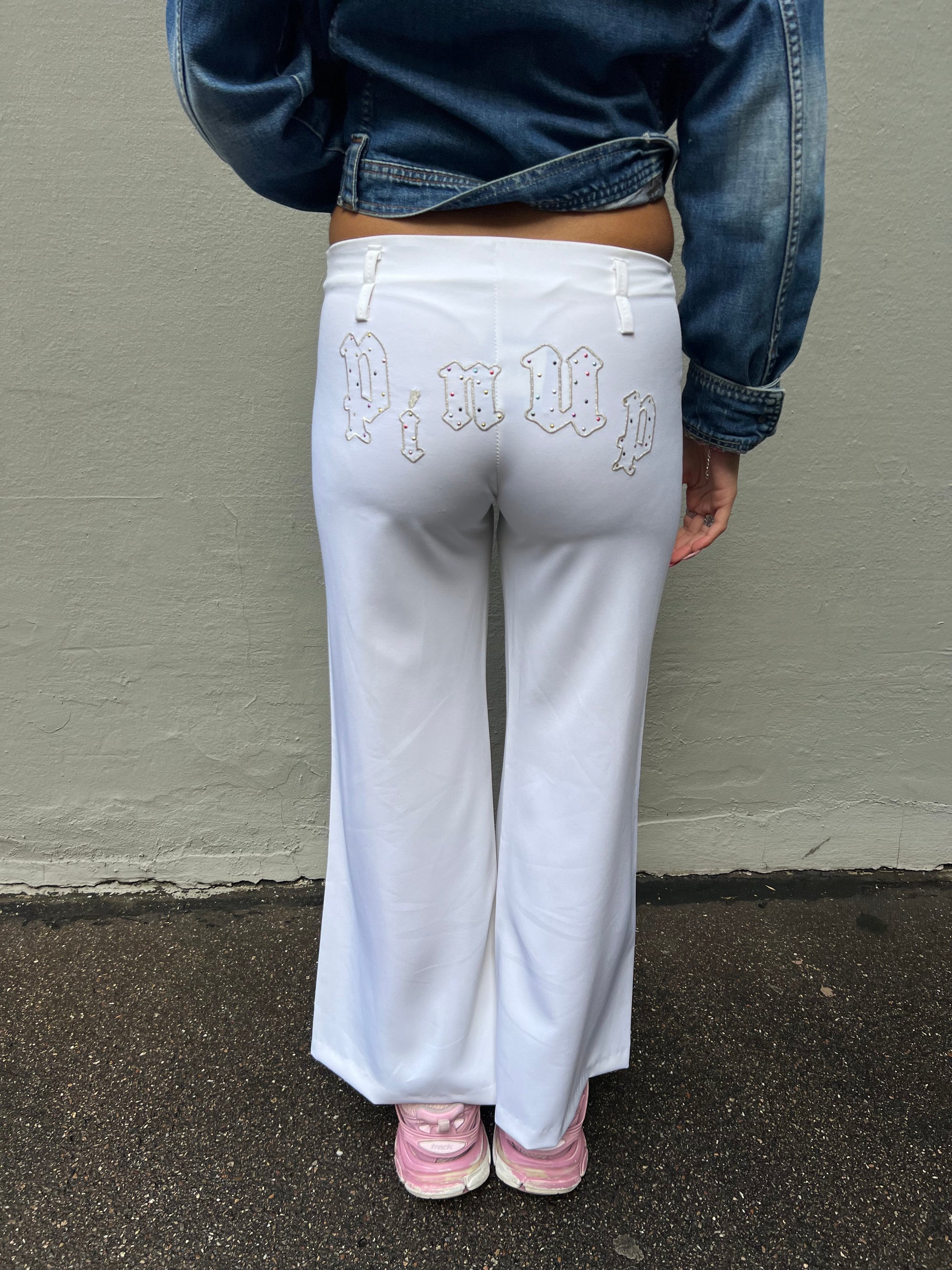 Vintage White Pants with Back Print S