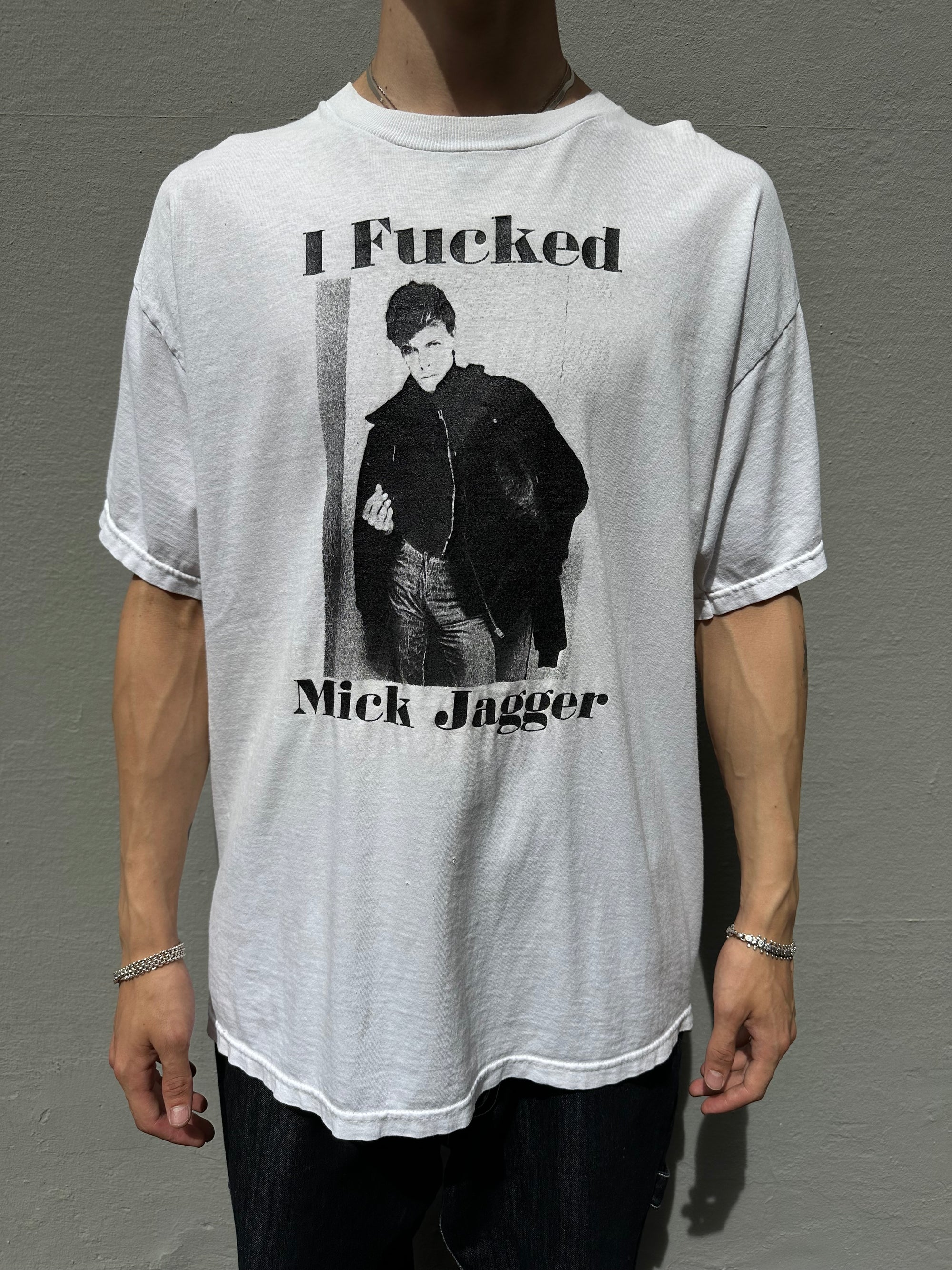 Vintage White Mick Jagger T-Shirt XL
