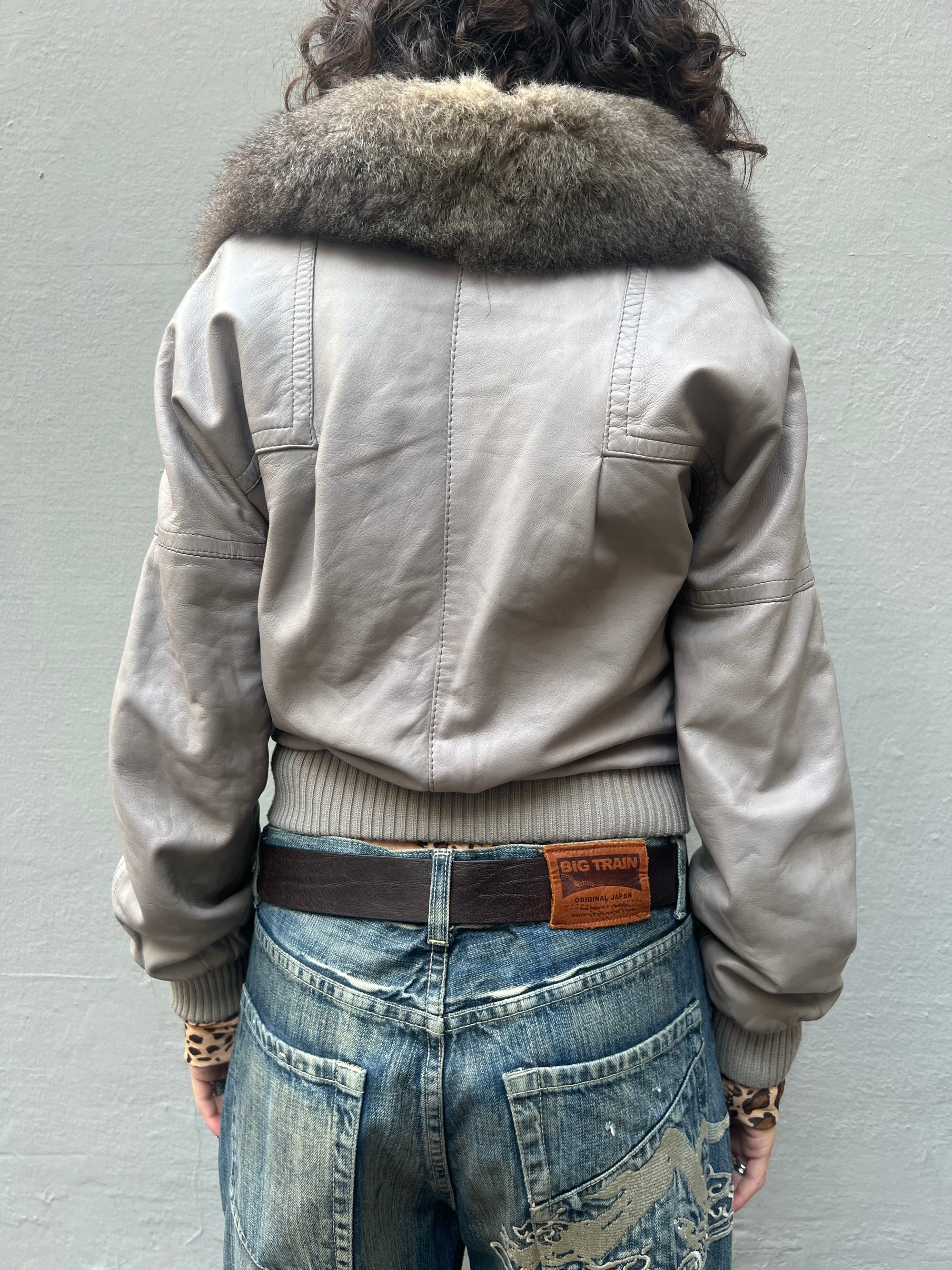 Vintage Leather/ Faux Fur Bomber Jacket S