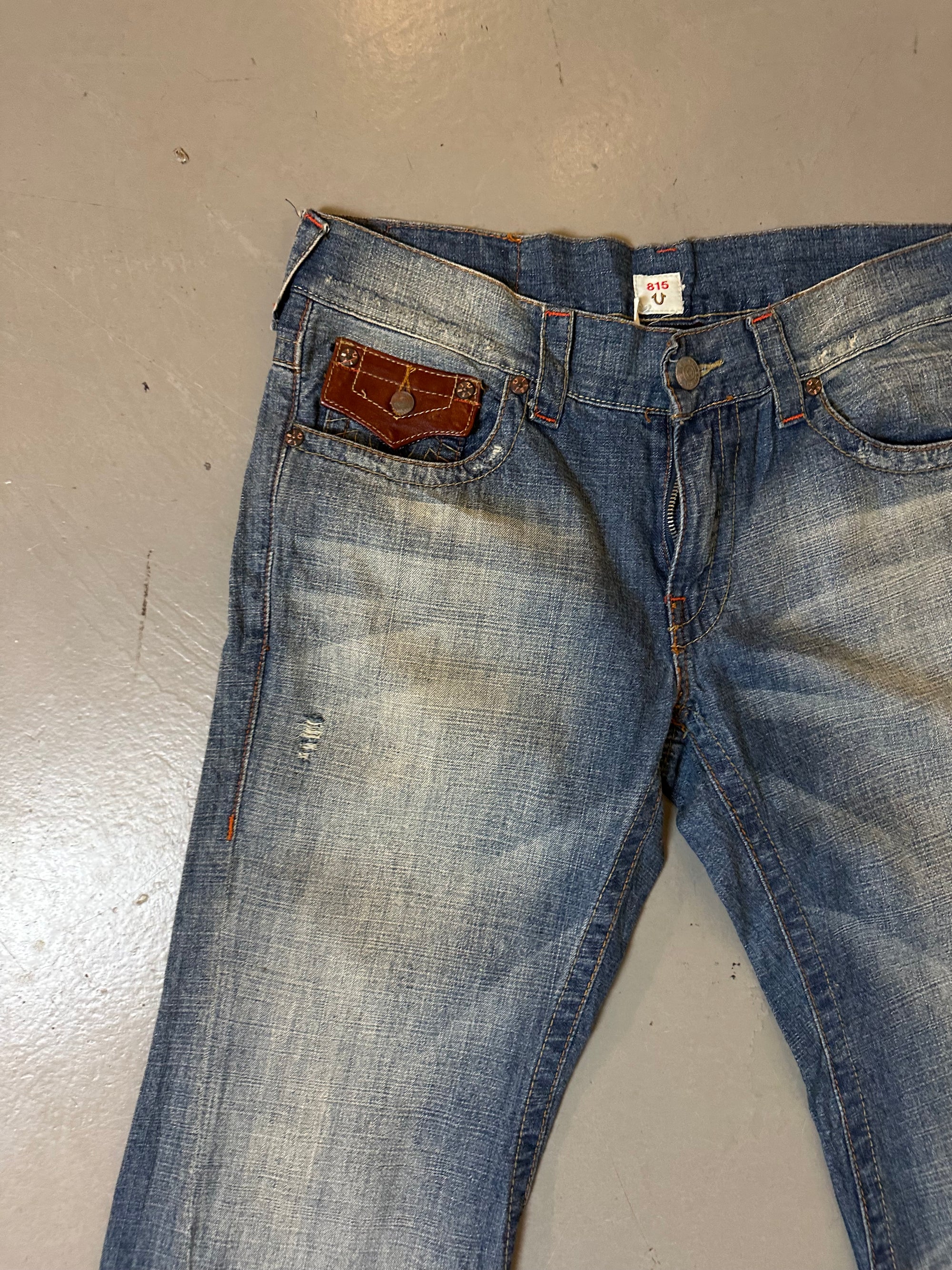 Vintage True Religion Leather Pockets Denim L